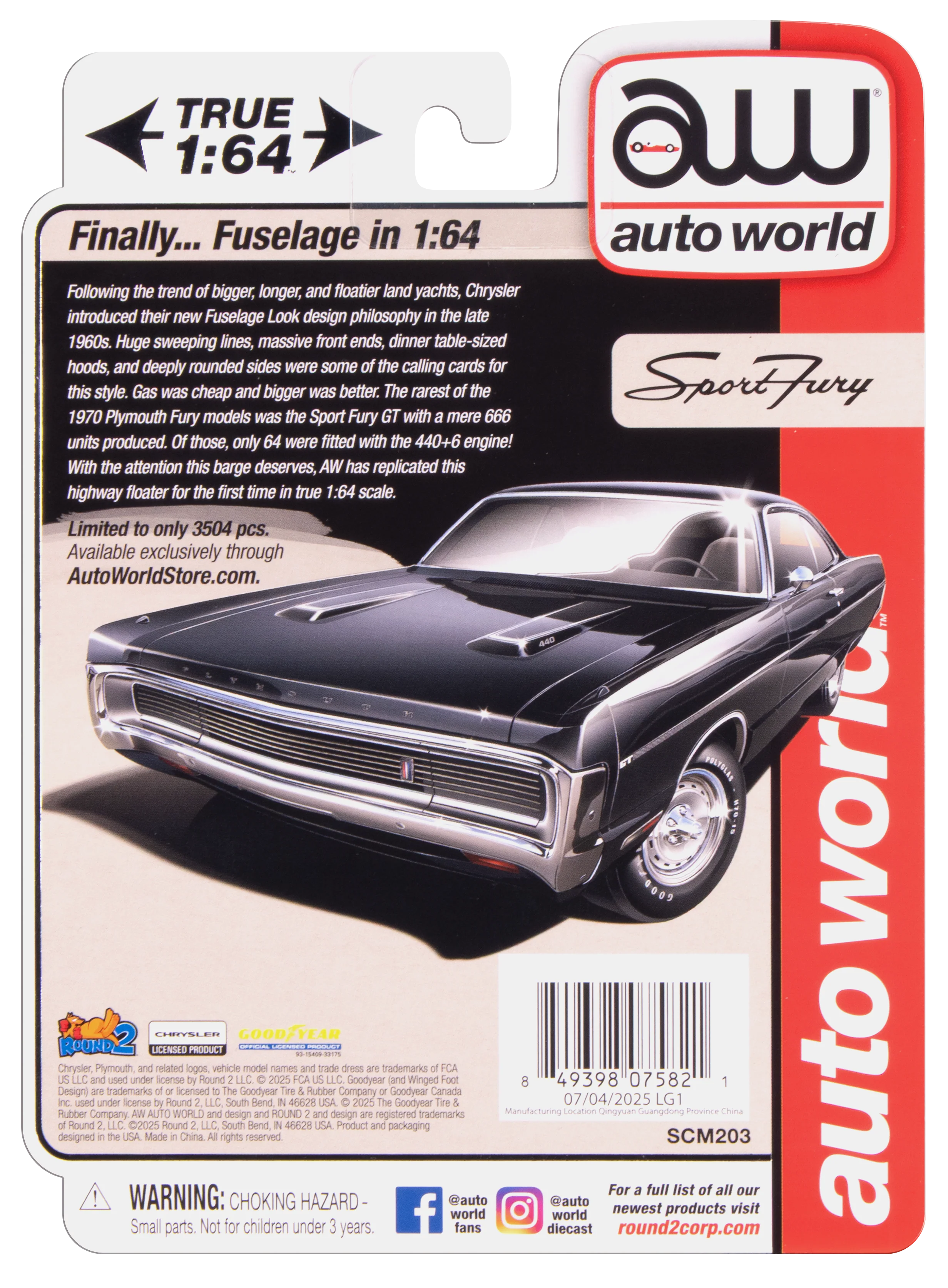 Auto World 1970 Plymouth Sport Fury GT (Black Velvet) (AW Exclusive) 1:64 Diecast - Image 8