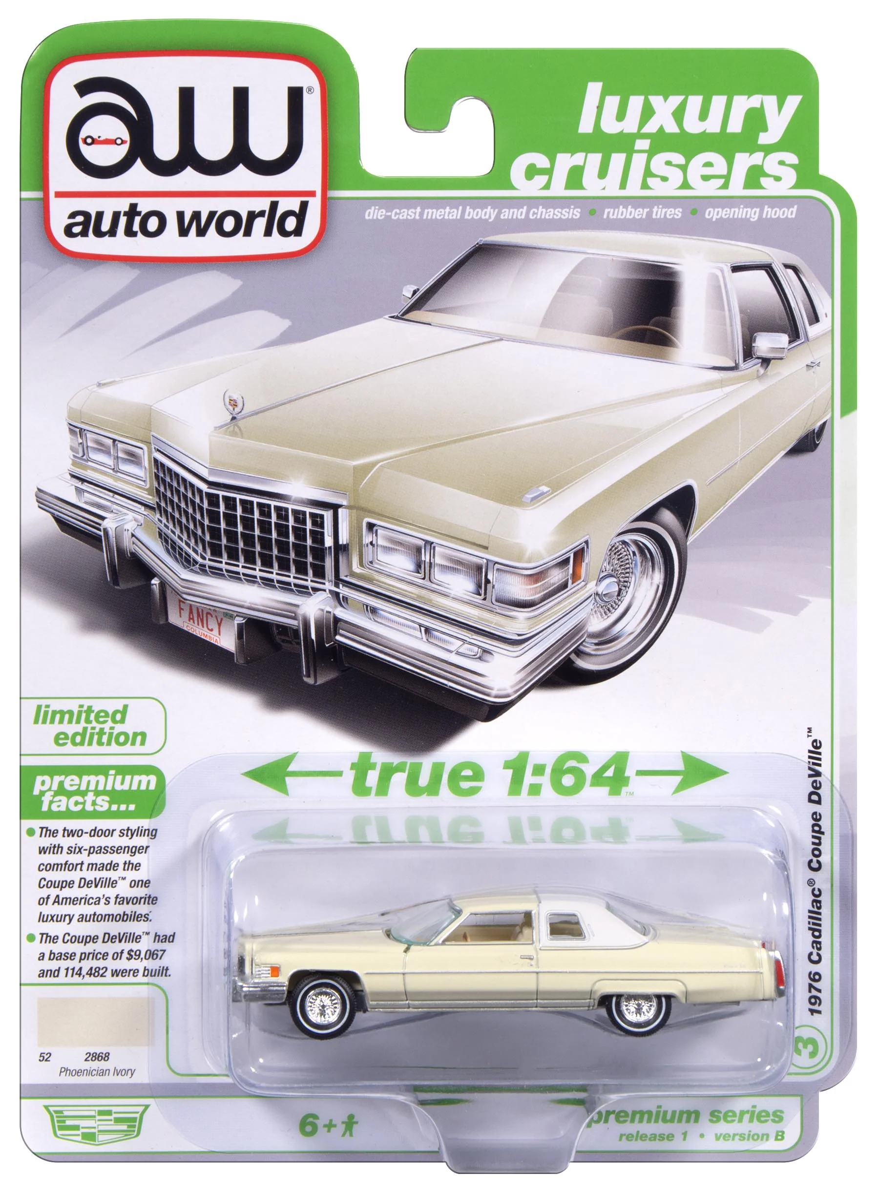 Auto World 1976 Cadillac Coupe de Ville (Phoenician Ivory) 1:64 Diecast