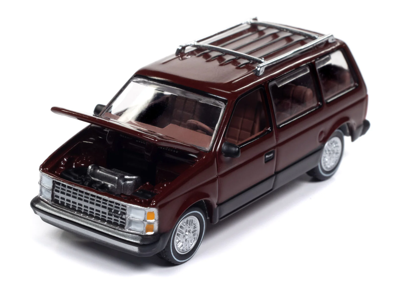 Auto World 1985 Dodge Caravan (Crimson Red w/Black Lower Sides) 1:64 Diecast - Image 3