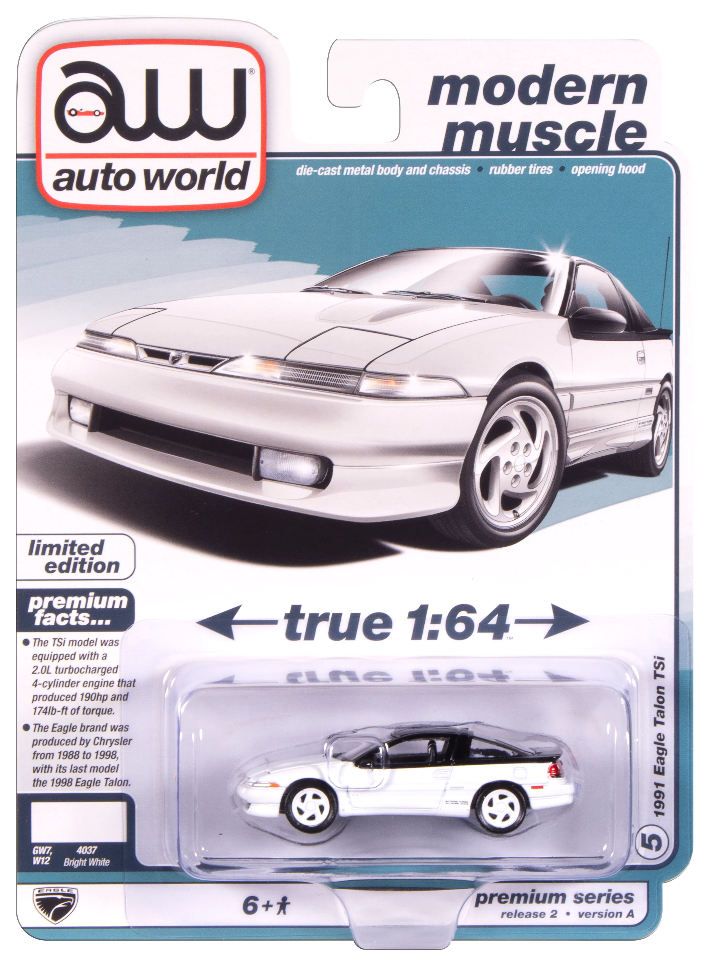 Auto World 1991 Eagle Talon Tsi (Bright White) 1:64 Diecast