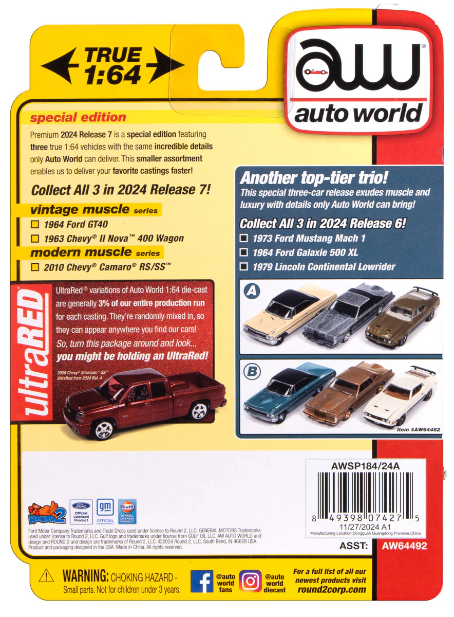 Auto World 1964 Ford GT40 (Gloss White w/Black Upper Front) 1:64 Diecast - Image 3