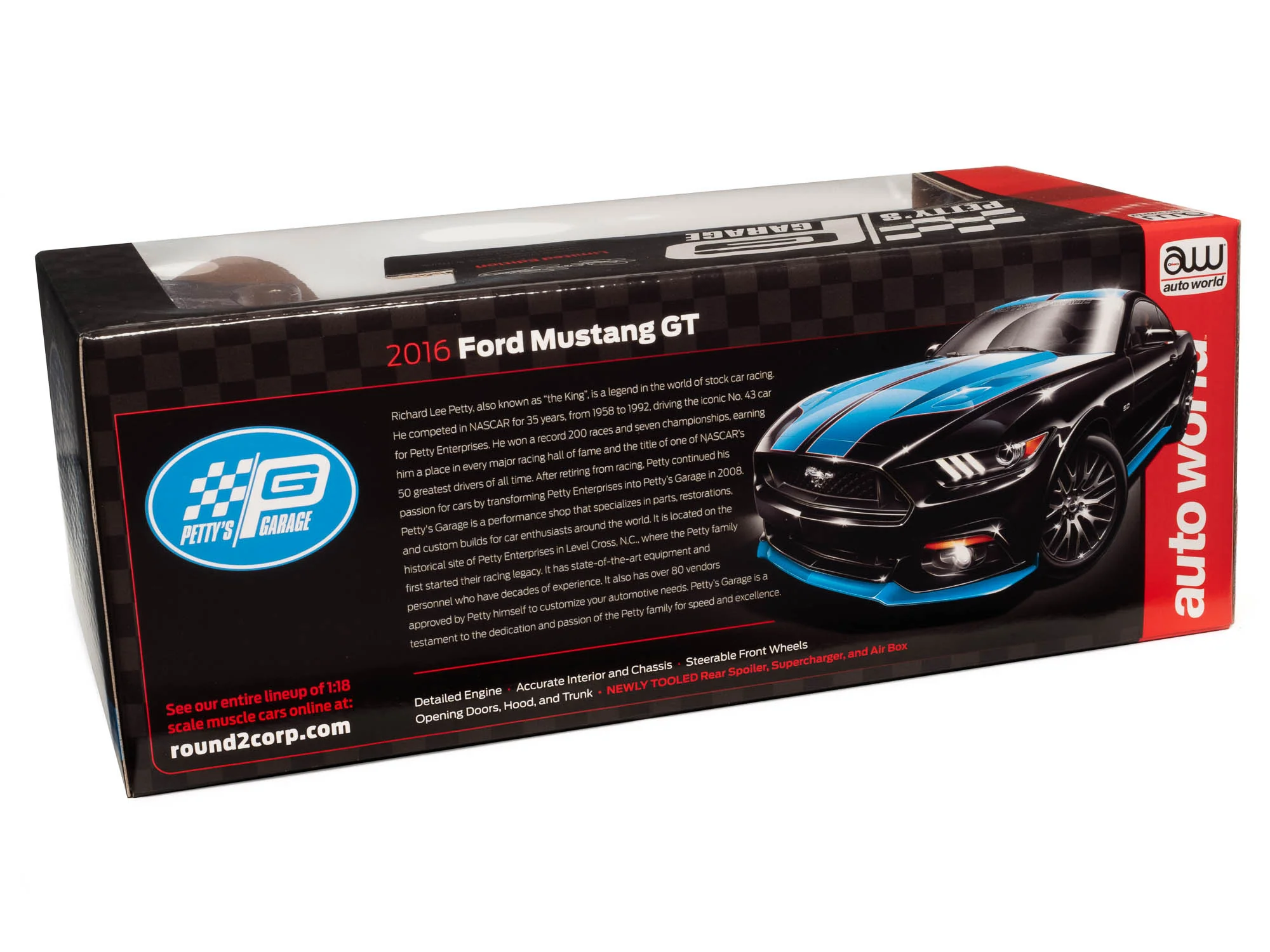 Auto World 2016 Ford Mustang Petty's Garage 1:18 Scale Diecast - Image 14