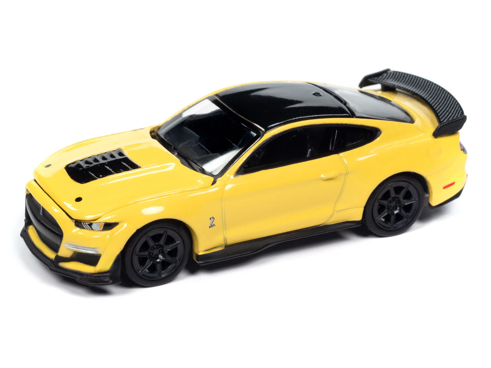 Auto World 2021 Ford Mustang Shelby GT500 Carbon Fiber Track Pack (Grabber Yellow w/Black Roof) 1:64 Diecast - Image 2