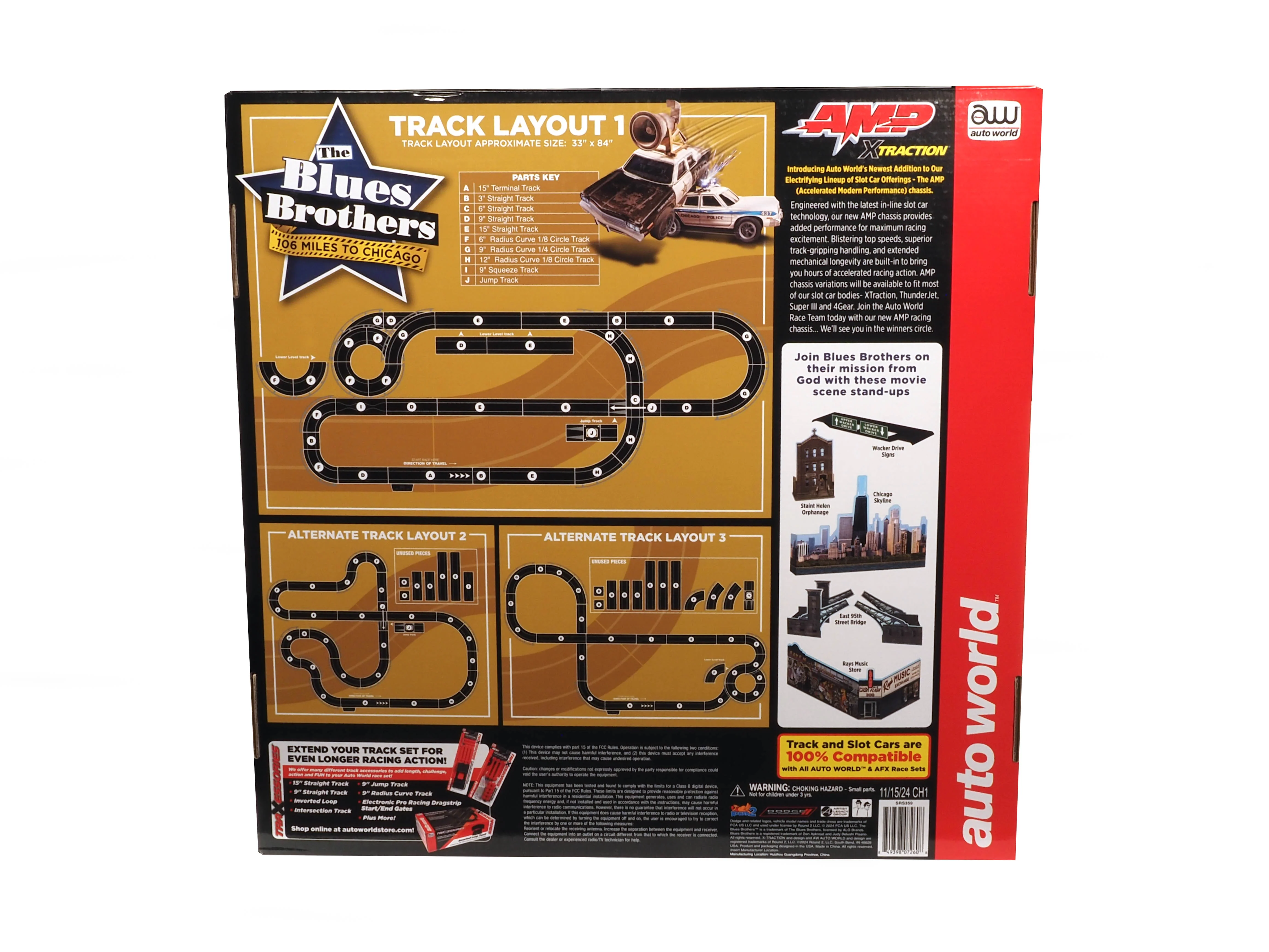 Auto World 28' Blues Brothers "106 Miles to Chicago" Slot Race Set HO Scale - Image 5