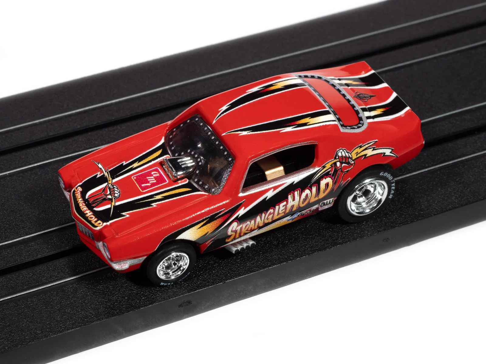 Auto World 4Gear 1970 Chevy Camaro Stranglehold FC (Red, Black, & Yellow) HO Scale Slot Car - Image 4