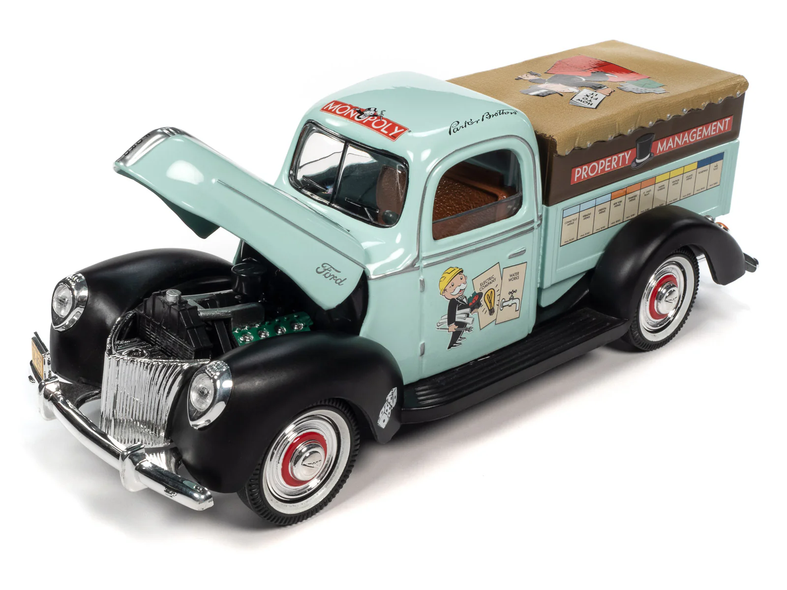 Auto World Monopoly 1940 Ford Property Management Truck w/Resin Figure 1:18 Scale Diecast - Image 3
