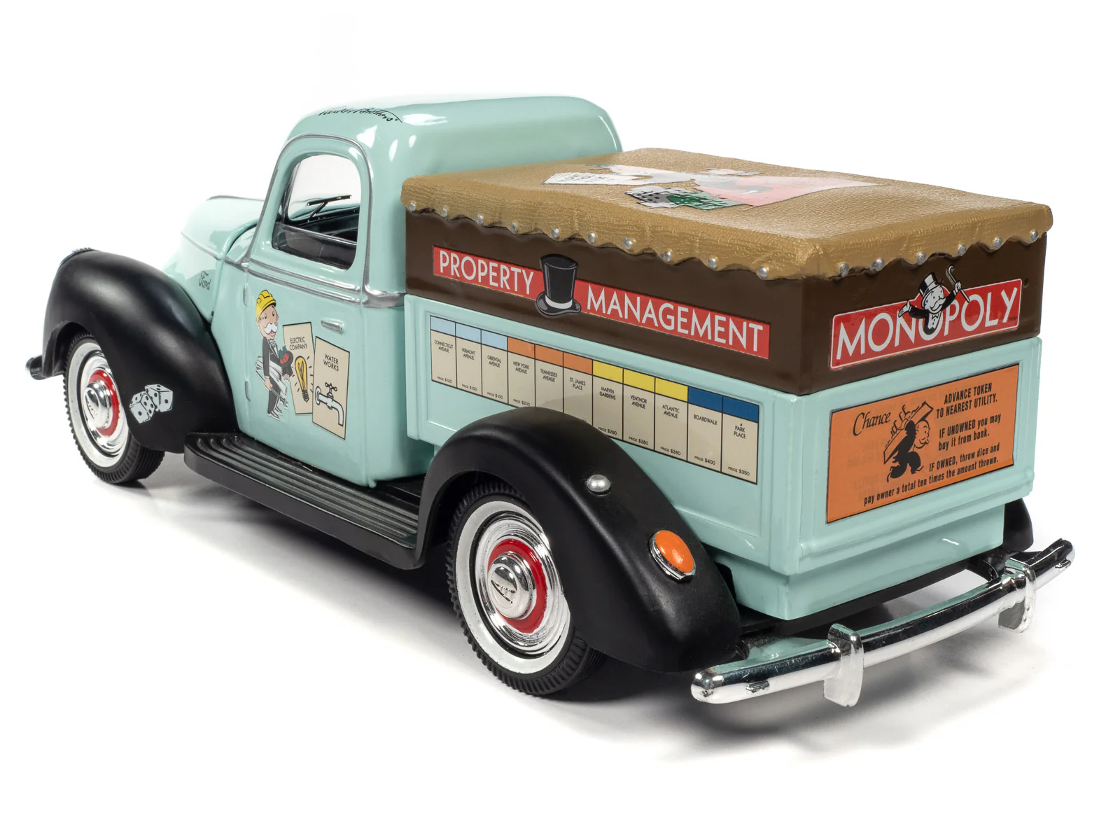 Auto World Monopoly 1940 Ford Property Management Truck w/Resin Figure 1:18 Scale Diecast - Image 6