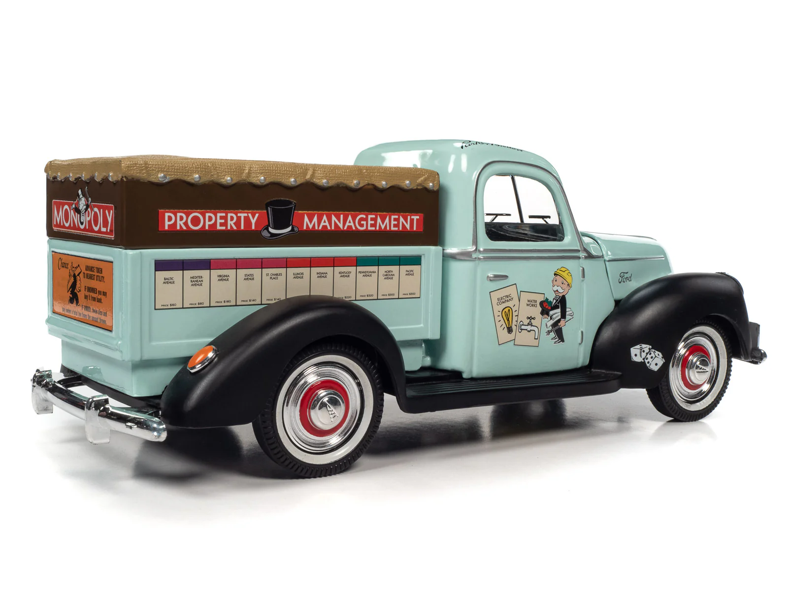 Auto World Monopoly 1940 Ford Property Management Truck w/Resin Figure 1:18 Scale Diecast - Image 7