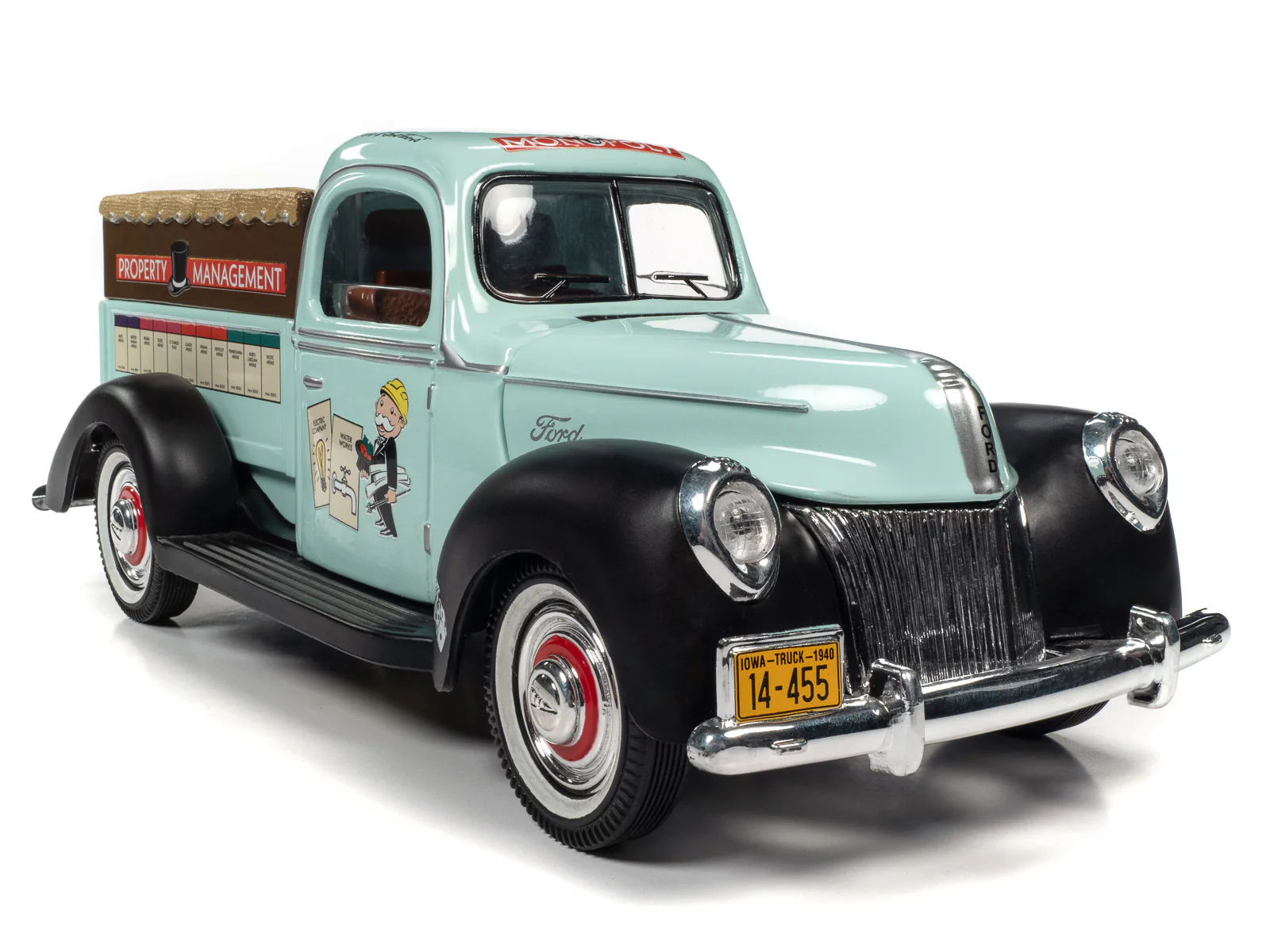 Auto World Monopoly 1940 Ford Property Management Truck w/Resin Figure 1:18 Scale Diecast - Image 8