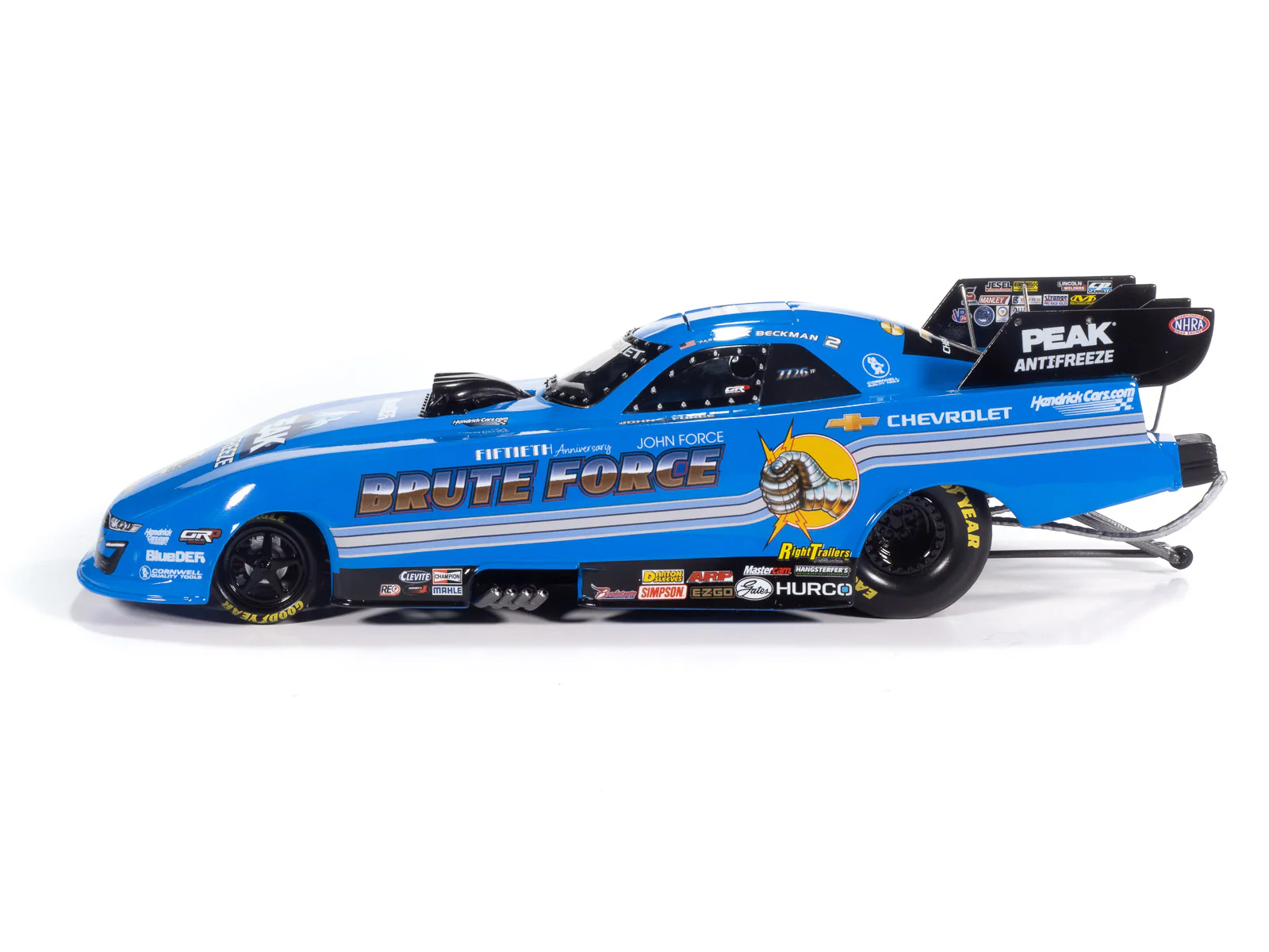 Auto World NHRA 2025 Jack Beckman Brute Tribute Chevy Camaro Funny Car 1:24 Scale Diecast - Image 3