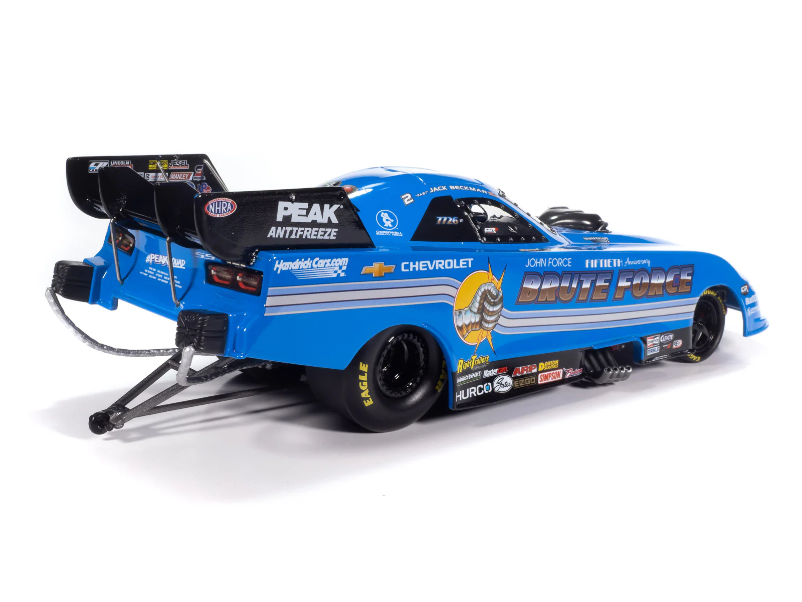Auto World NHRA 2025 Jack Beckman Brute Tribute Chevy Camaro Funny Car 1:24 Scale Diecast - Image 4