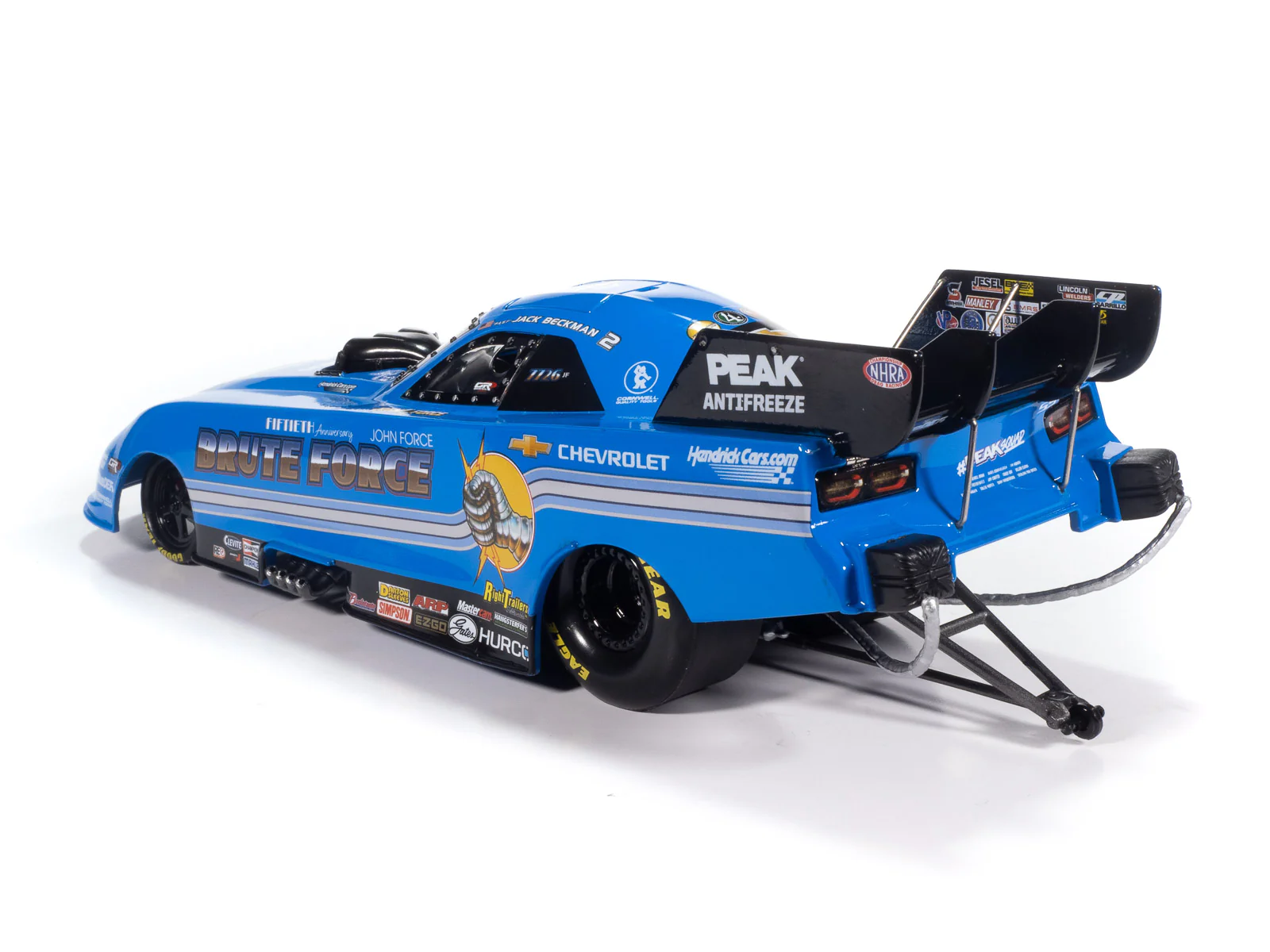 Auto World NHRA 2025 Jack Beckman Brute Tribute Chevy Camaro Funny Car 1:24 Scale Diecast - Image 5