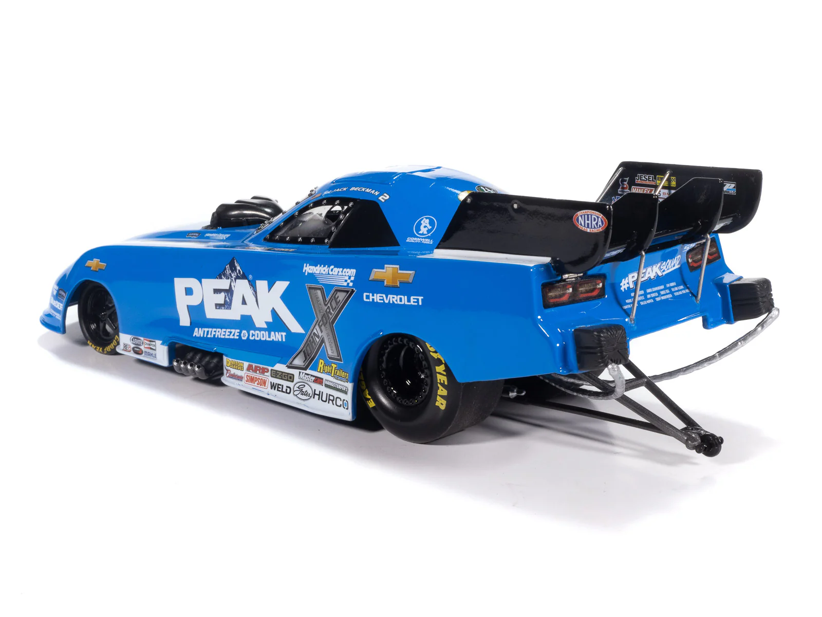Auto World NHRA 2025 Jack Beckman Peak Chevy Camaro Funny Car 1:24 Scale Diecast - Image 4