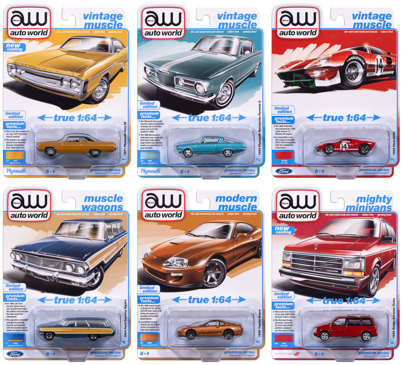 Auto World Premium 2025 Release 3 Set A (6-Car Sealed Case) 1:64 Diecast