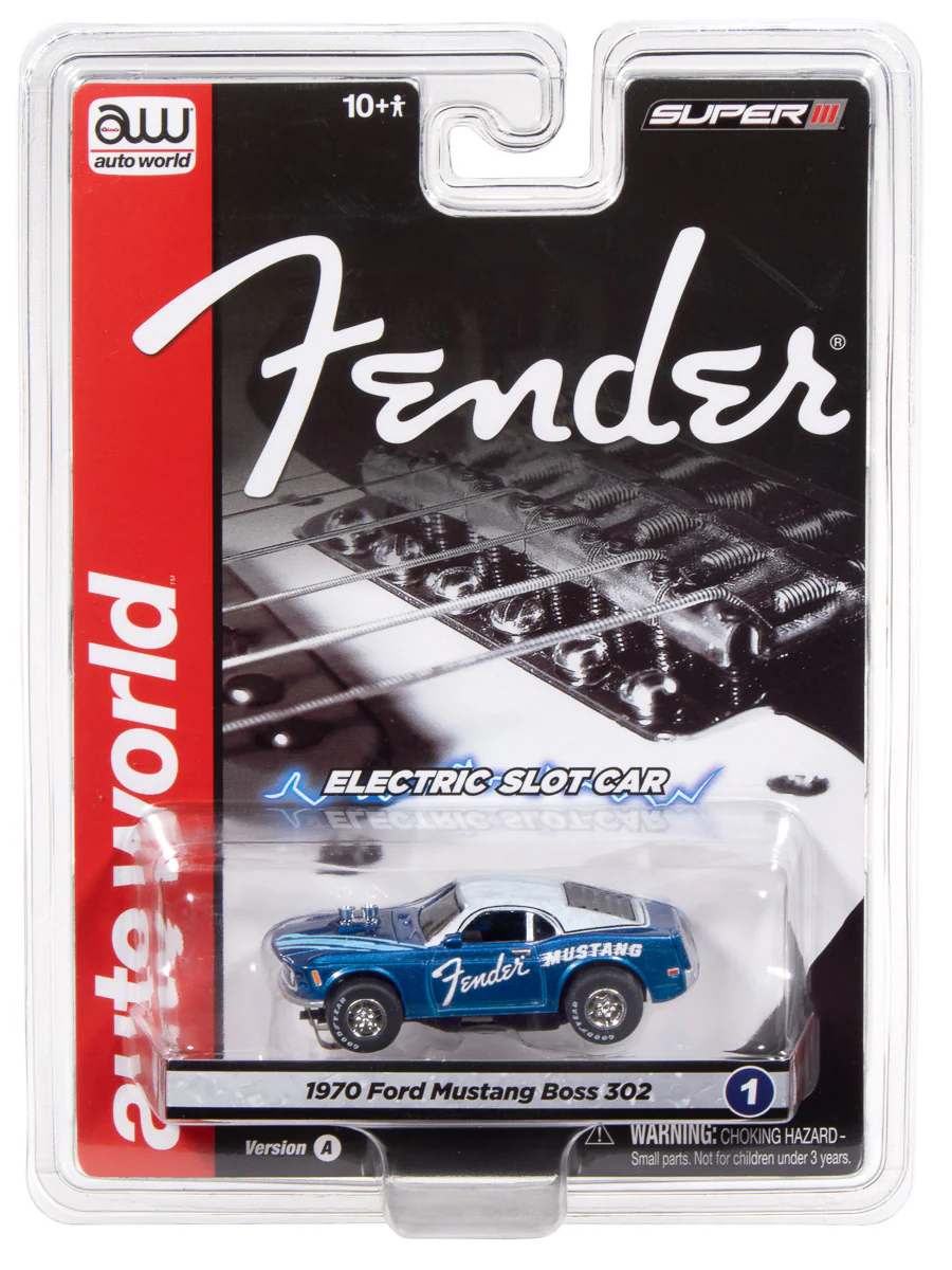 Auto World Super III 1970 BOSS Mustang Fender (Blue) HO Scale Slot Car
