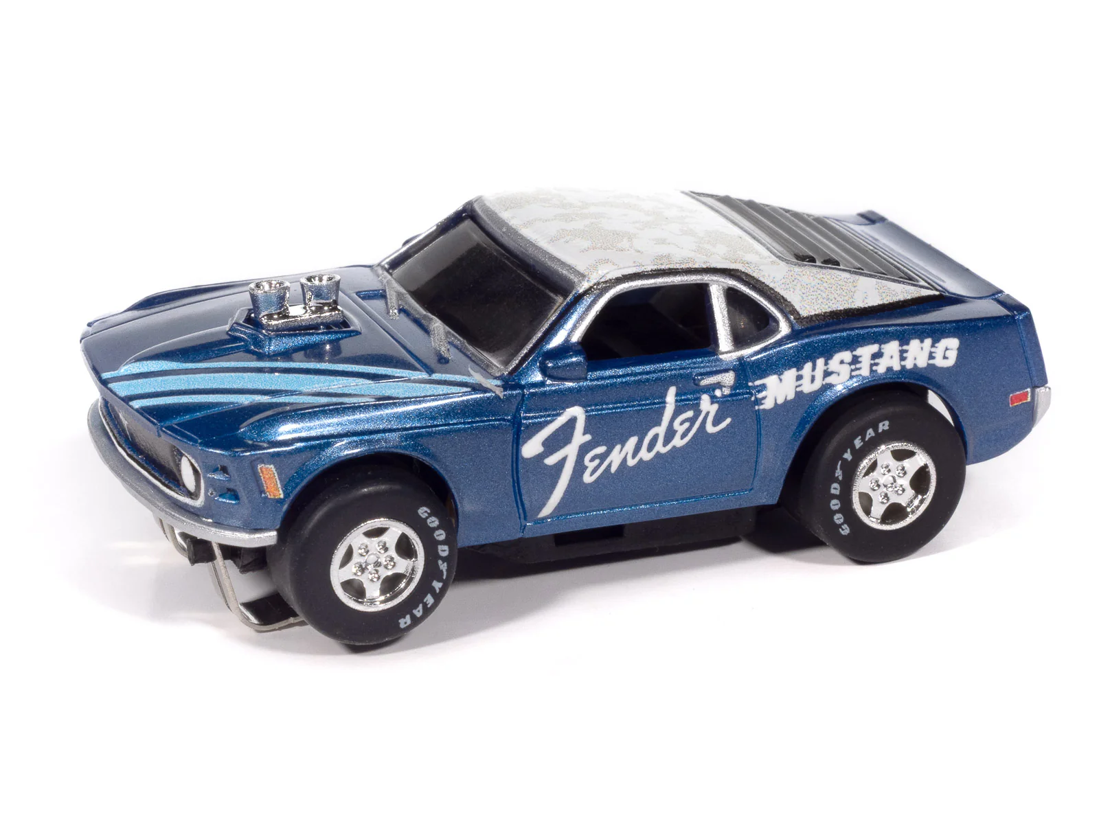 Auto World Super III 1970 BOSS Mustang Fender (Blue) HO Scale Slot Car - Image 2