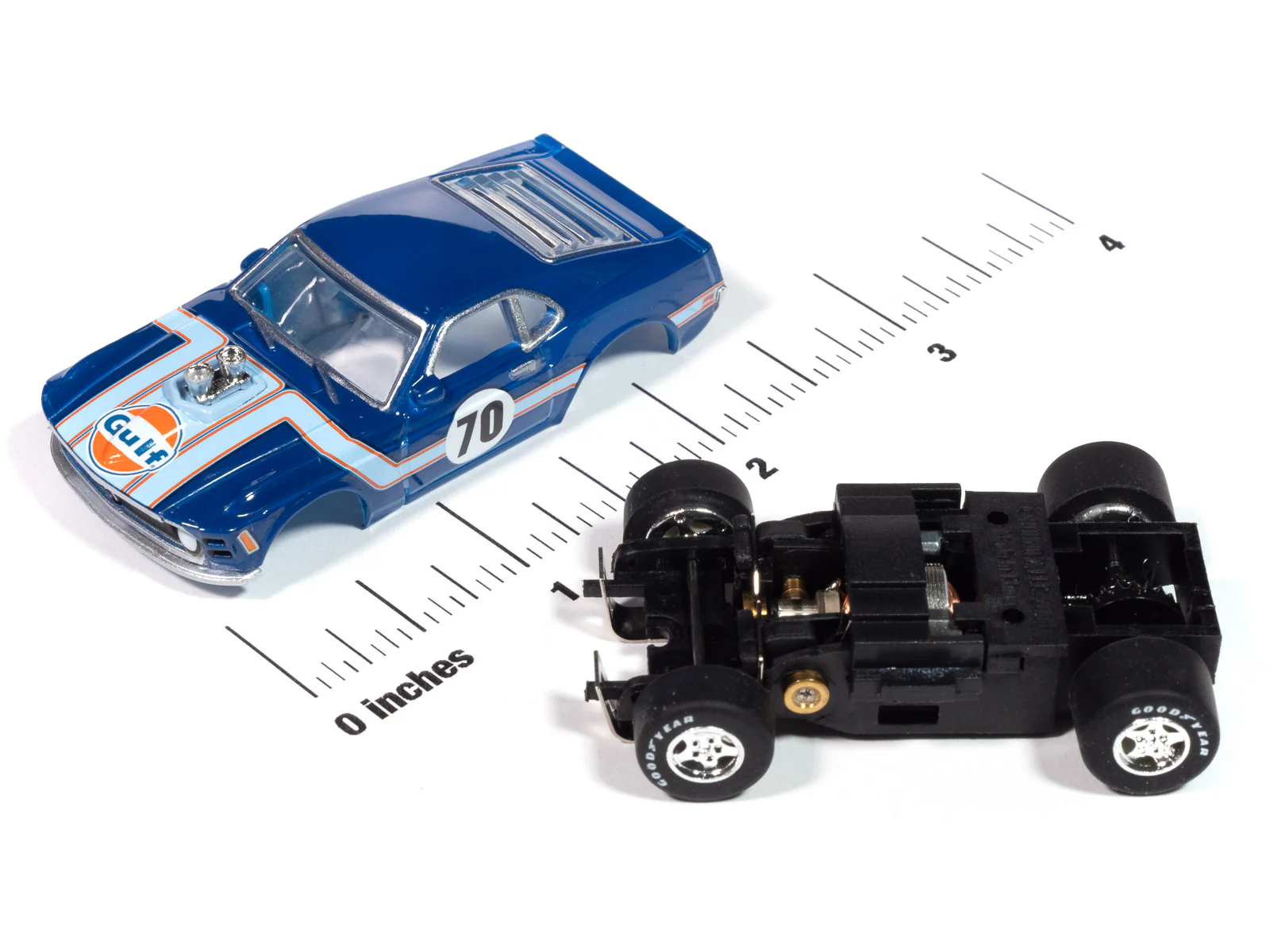 Auto World Super III 1970 Ford Mustang (Gulf Blue) HO Scale Slot Car - Image 3