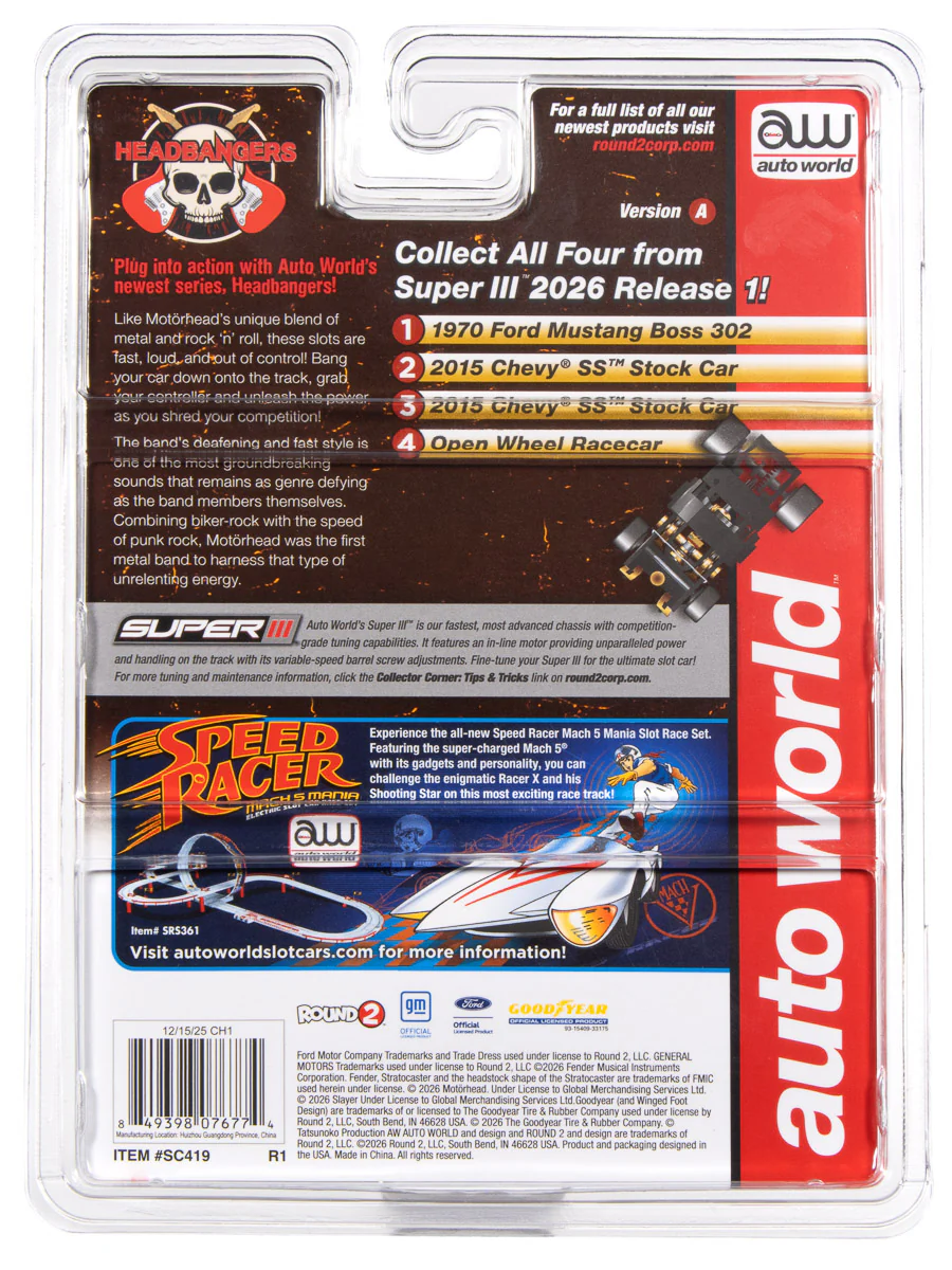 Auto World Super III 2015 Chevy SS Motorhead (White/Black) HO Scale Slot Car - Image 5