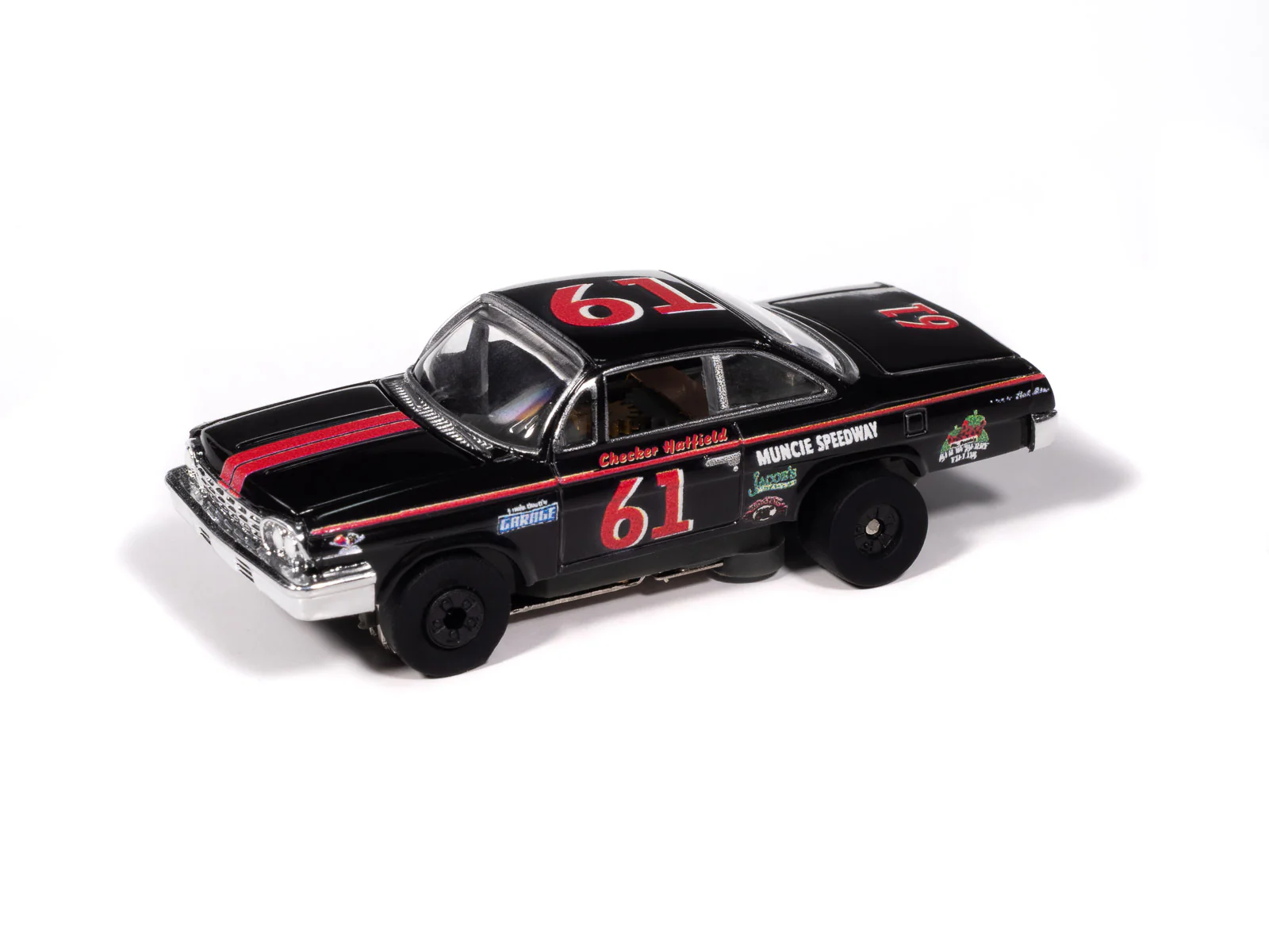 Auto World Thunderjet 1962 Chevrolet Bel Air (Black & Red) HO Scale Slot Car - Image 2