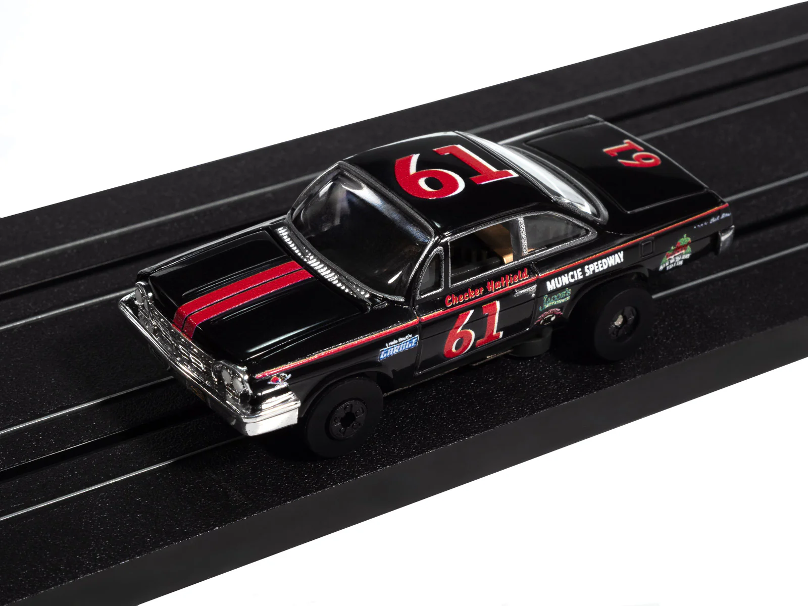 Auto World Thunderjet 1962 Chevrolet Bel Air (Black & Red) HO Scale Slot Car - Image 4