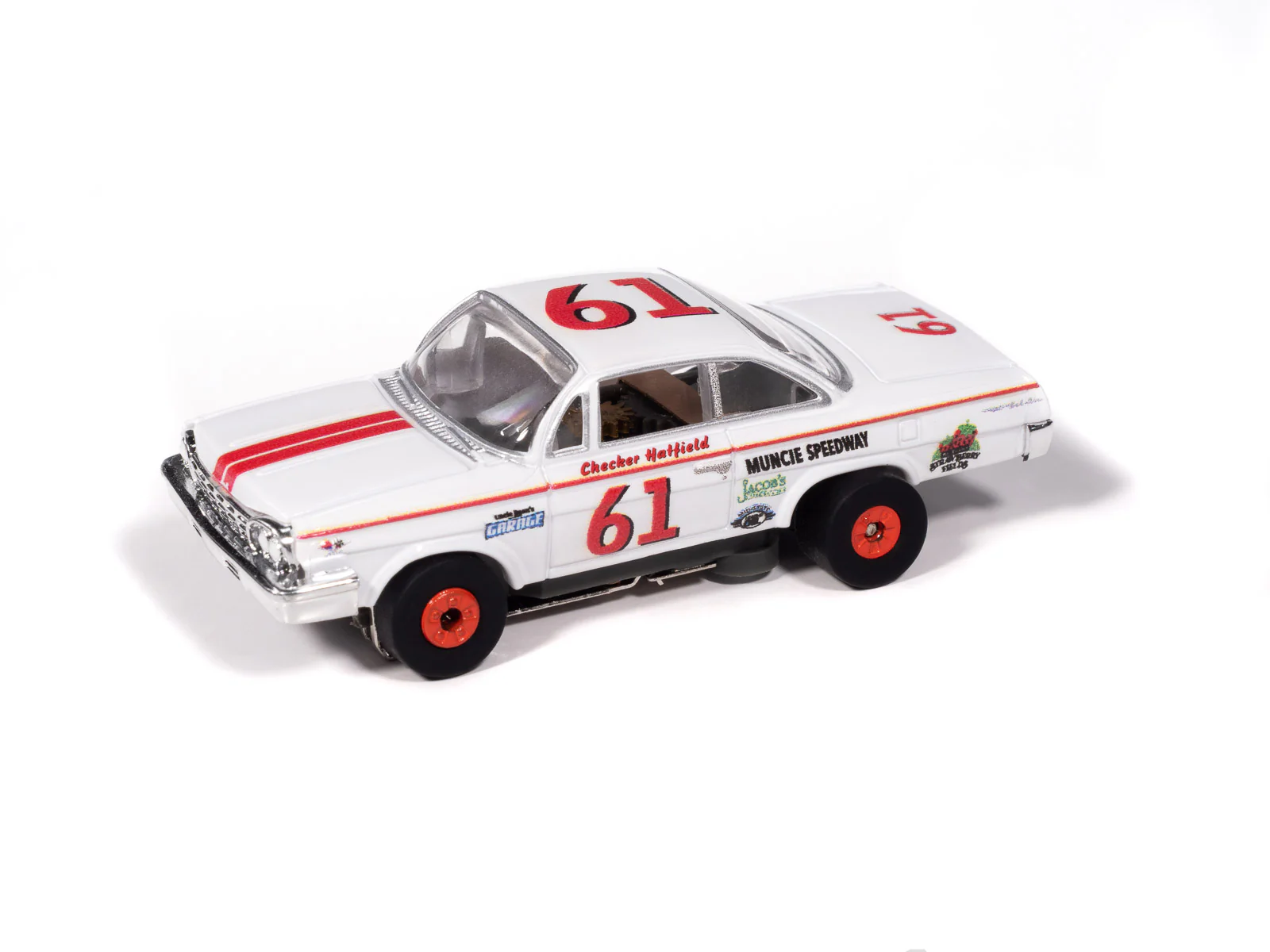Auto World Thunderjet 1962 Chevrolet Bel Air (White & Red) HO Scale Slot Car - Image 2