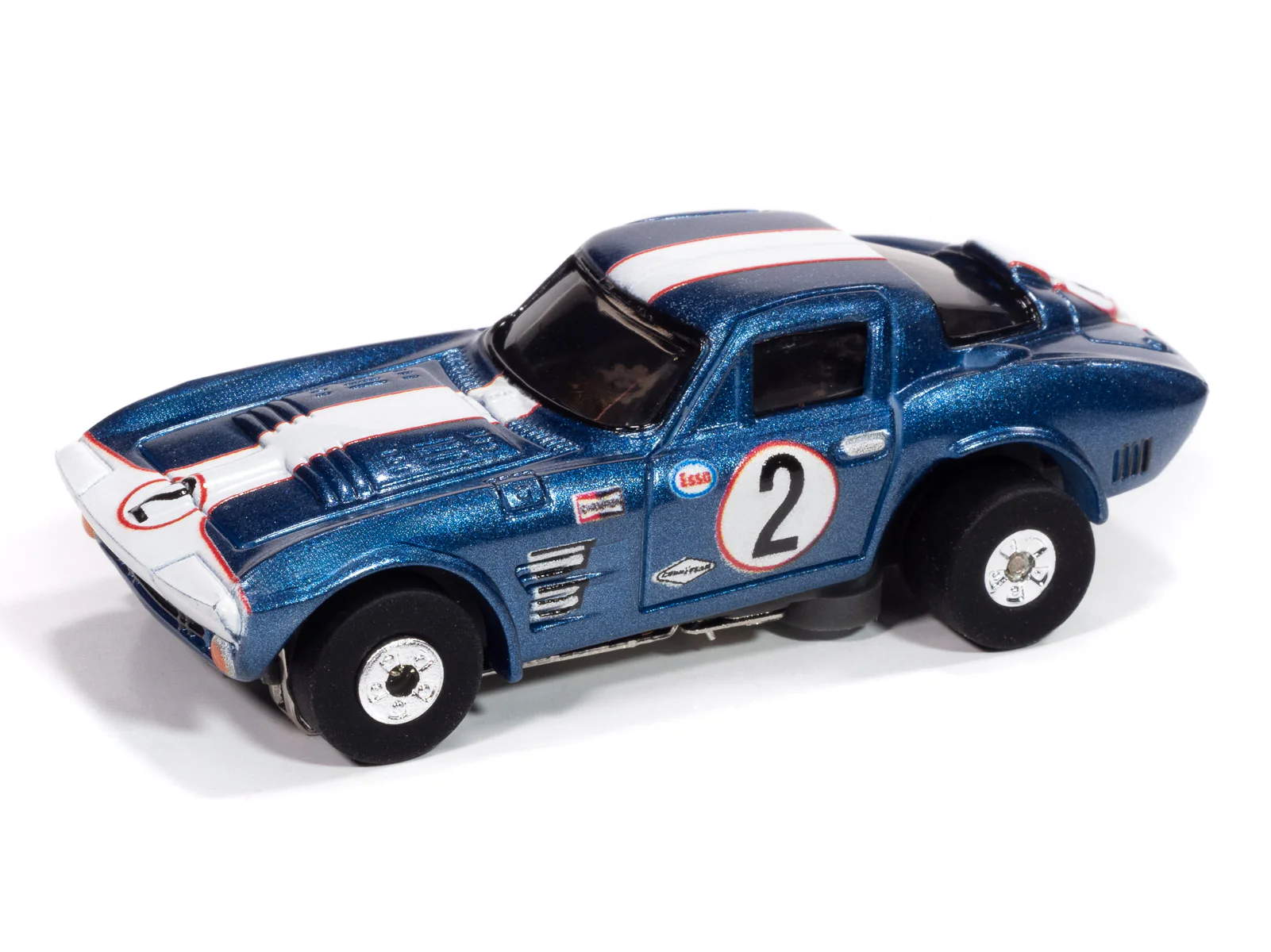 Auto World Thunderjet 1964 Corvette Grand Sport (Blue & White) HO Scale Slot Car - Image 2