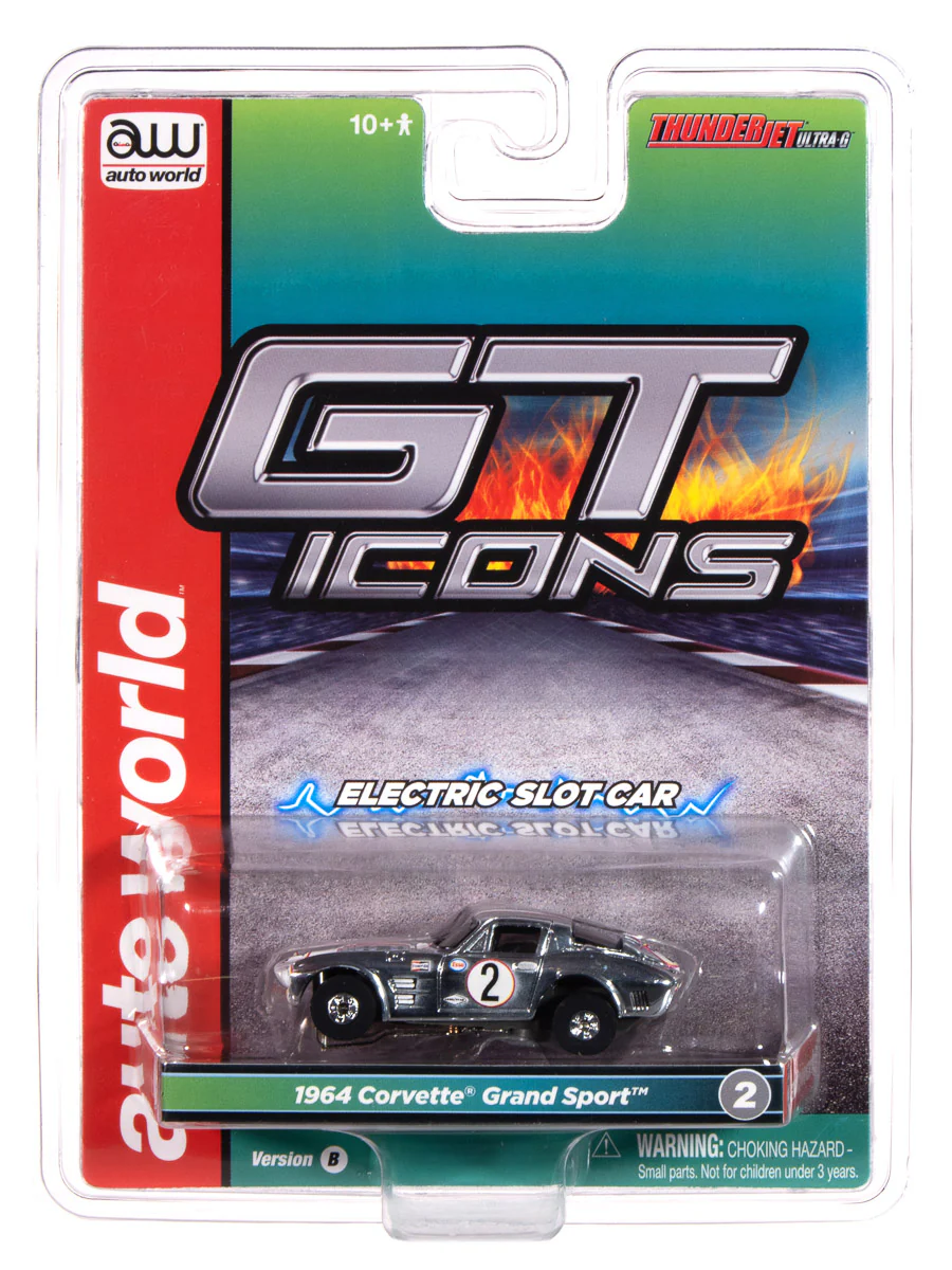 Auto World Thunderjet 1964 Corvette Grand Sport (Chrome) HO Scale Slot Car