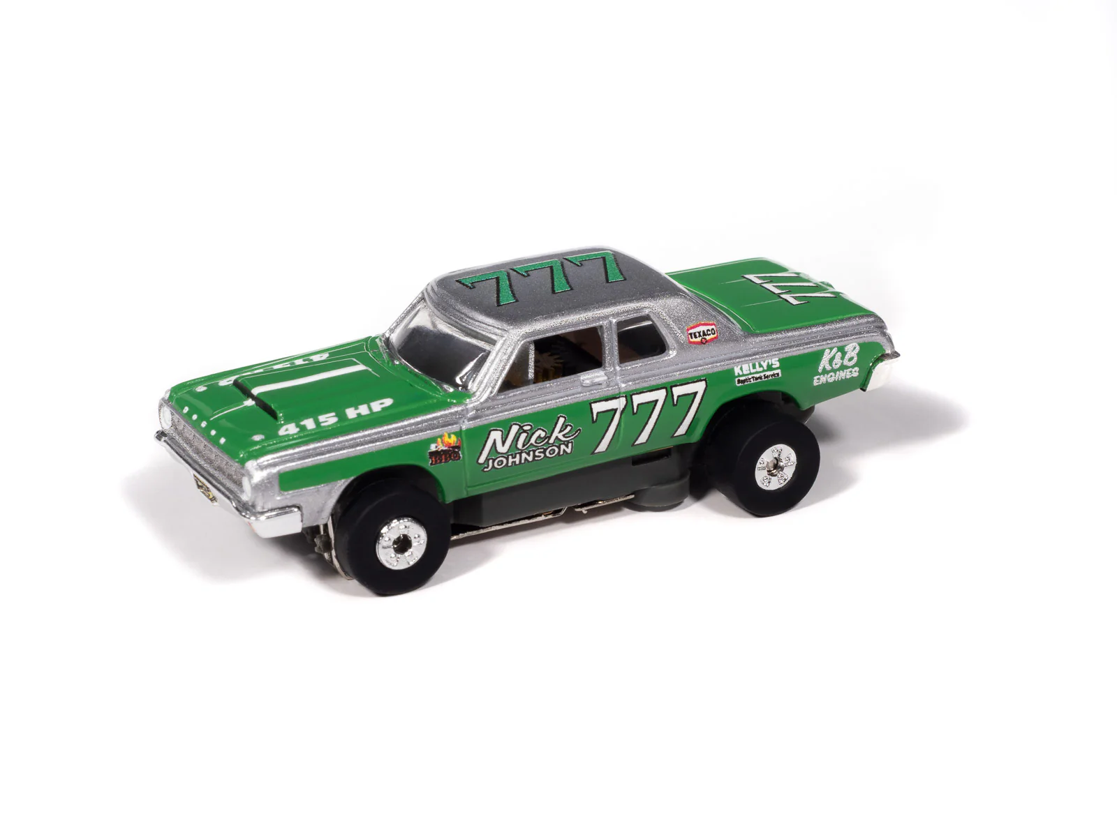 Auto World Thunderjet 1964 Dodge 330 Pro Stock (Green & Silver) HO Scale Slot Car - Image 2