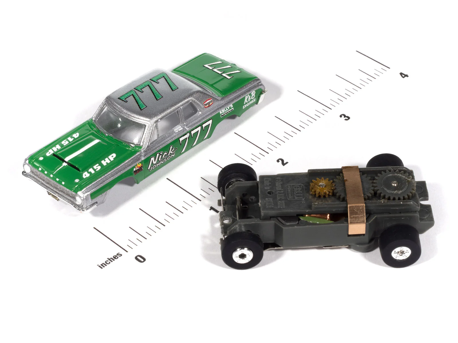Auto World Thunderjet 1964 Dodge 330 Pro Stock (Green & Silver) HO Scale Slot Car - Image 3