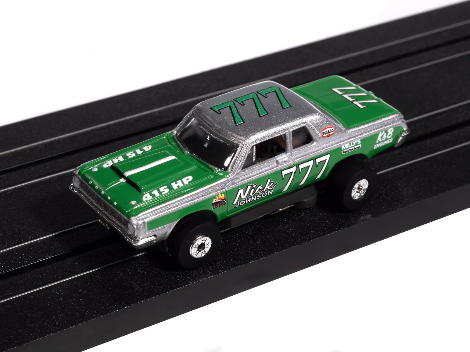 Auto World Thunderjet 1964 Dodge 330 Pro Stock (Green & Silver) HO Scale Slot Car - Image 4