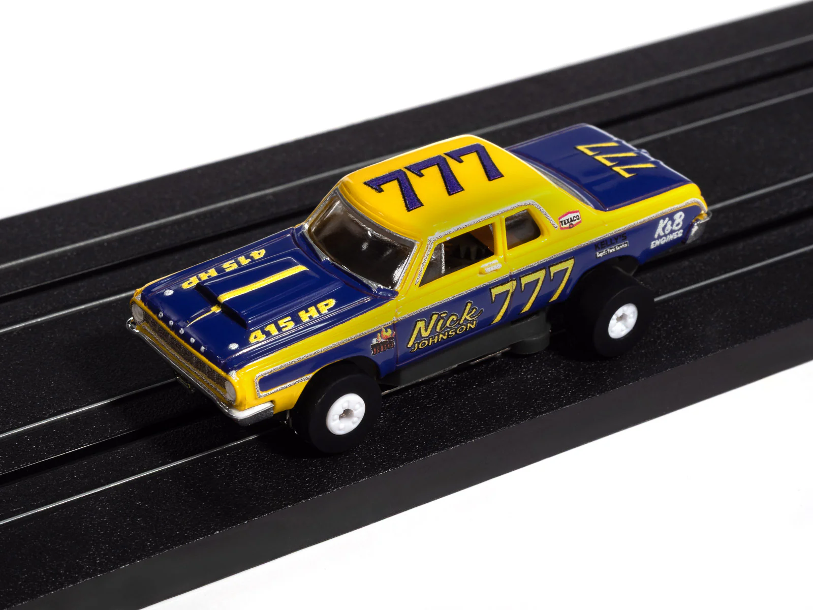 Auto World Thunderjet 1964 Dodge 330 Pro Stock (Yellow & Purple) HO Scale Slot Car - Image 4