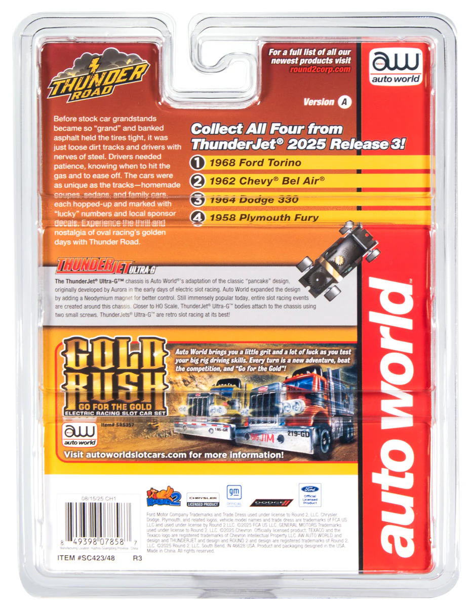 Auto World Thunderjet 1964 Dodge 330 Pro Stock (Yellow & Purple) HO Scale Slot Car - Image 5