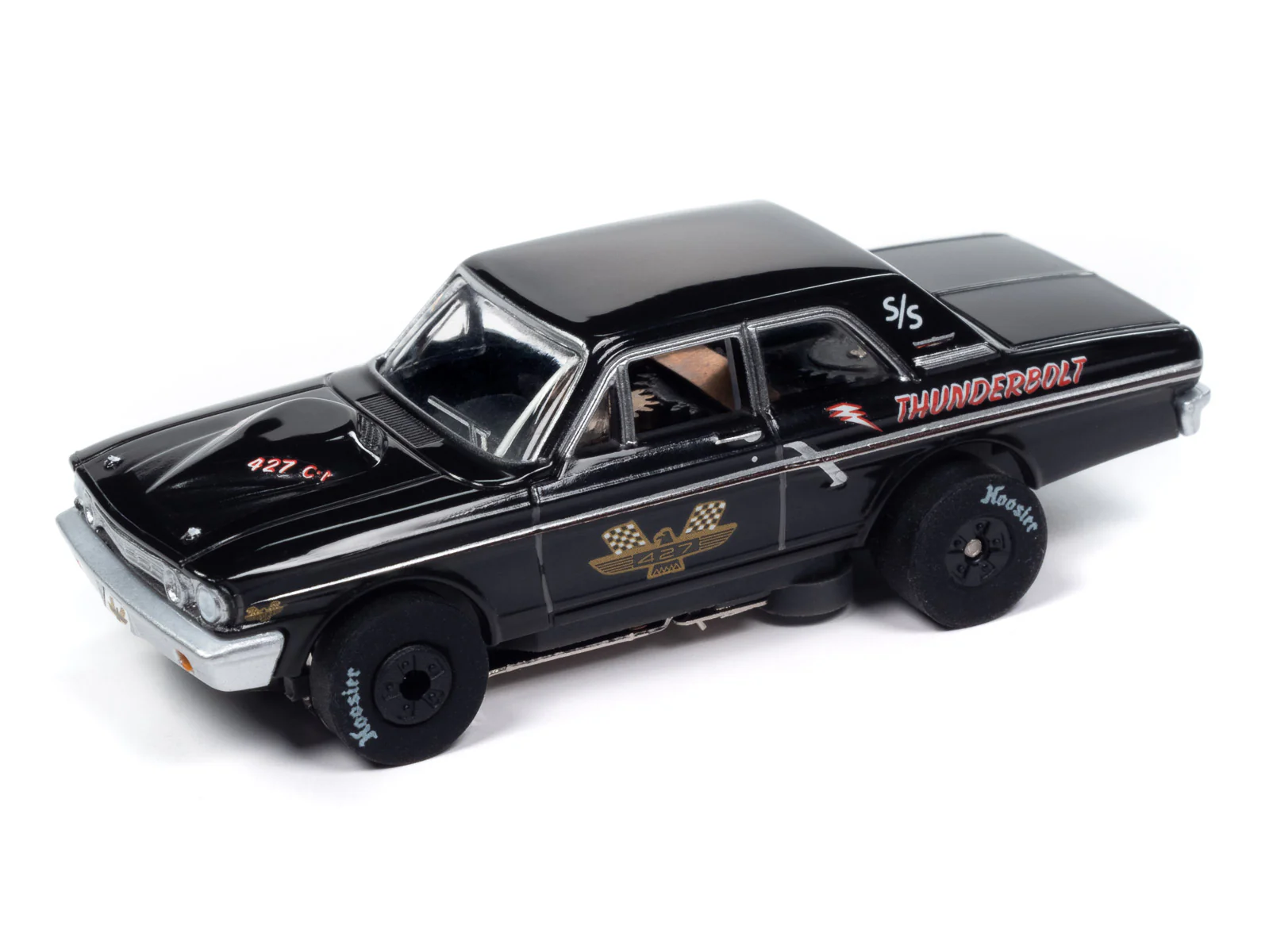 Auto World Thunderjet 1964 Ford Thunderbolt - Gloss Black w/ 427 Graphics HO Scale Slot Car - Image 2