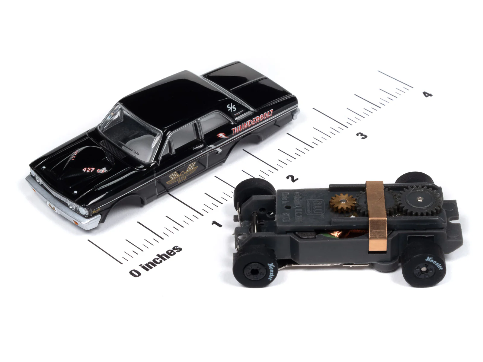 Auto World Thunderjet 1964 Ford Thunderbolt - Gloss Black w/ 427 Graphics HO Scale Slot Car - Image 3