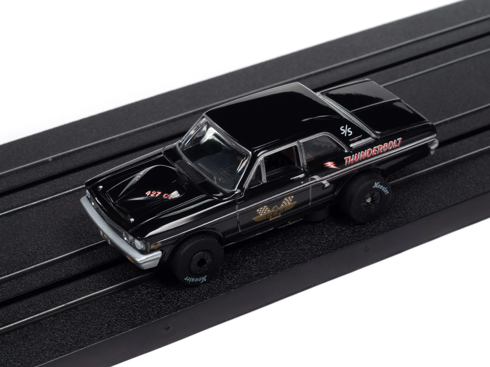 Auto World Thunderjet 1964 Ford Thunderbolt - Gloss Black w/ 427 Graphics HO Scale Slot Car - Image 4