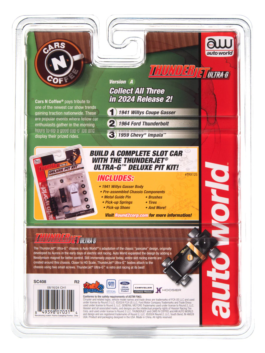 Auto World Thunderjet 1964 Ford Thunderbolt - Gloss Black w/ 427 Graphics HO Scale Slot Car - Image 5