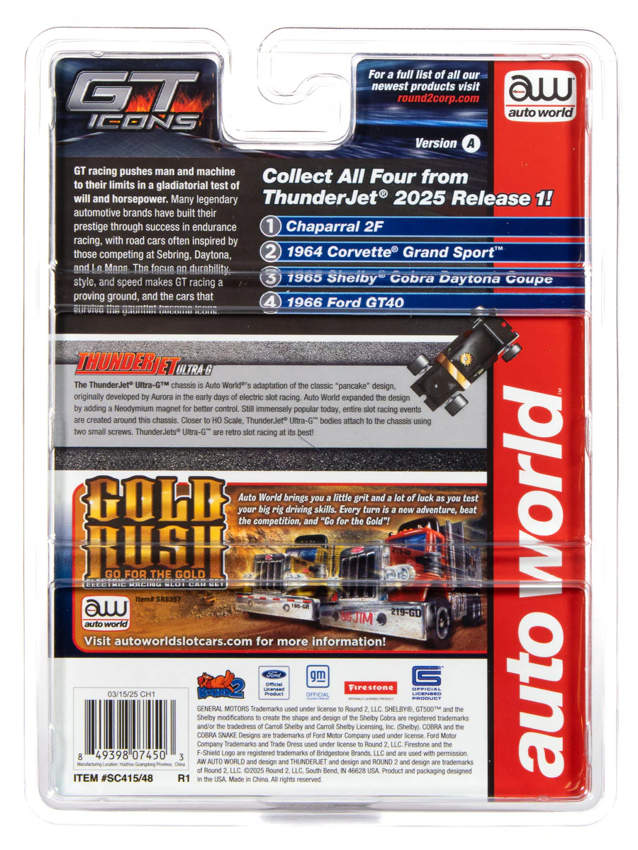 Auto World Thunderjet 1965 Shelby Cobra Daytona Coupe (Metallic Blue) HO Scale Slot Car - Image 5