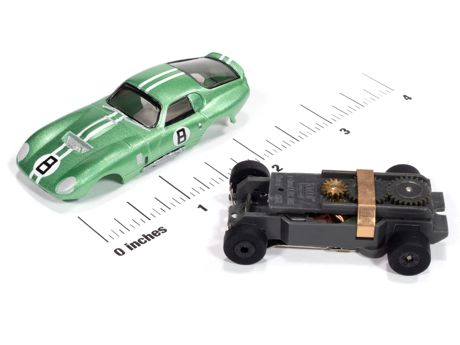 Auto World Thunderjet 1965 Shelby Cobra Daytona Coupe (Metallic Green) HO Scale Slot Car - Image 3