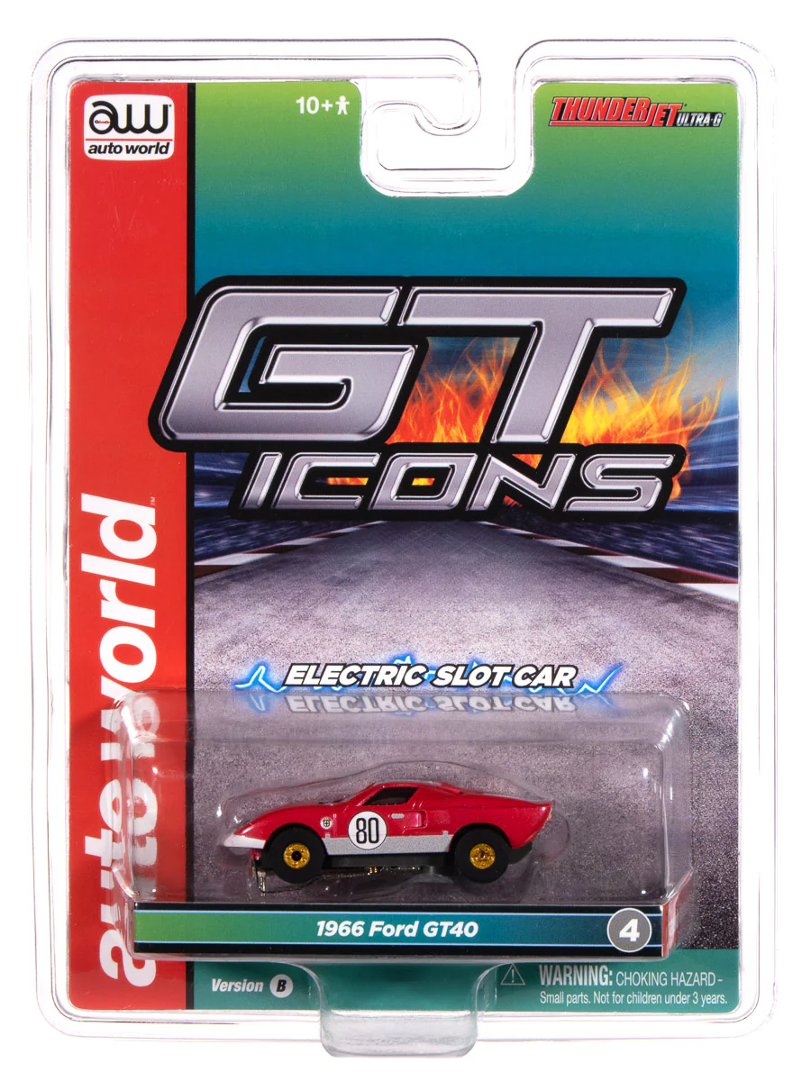 Auto World Thunderjet 1966 Ford GT40 (Carmine) HO Scale Slot Car