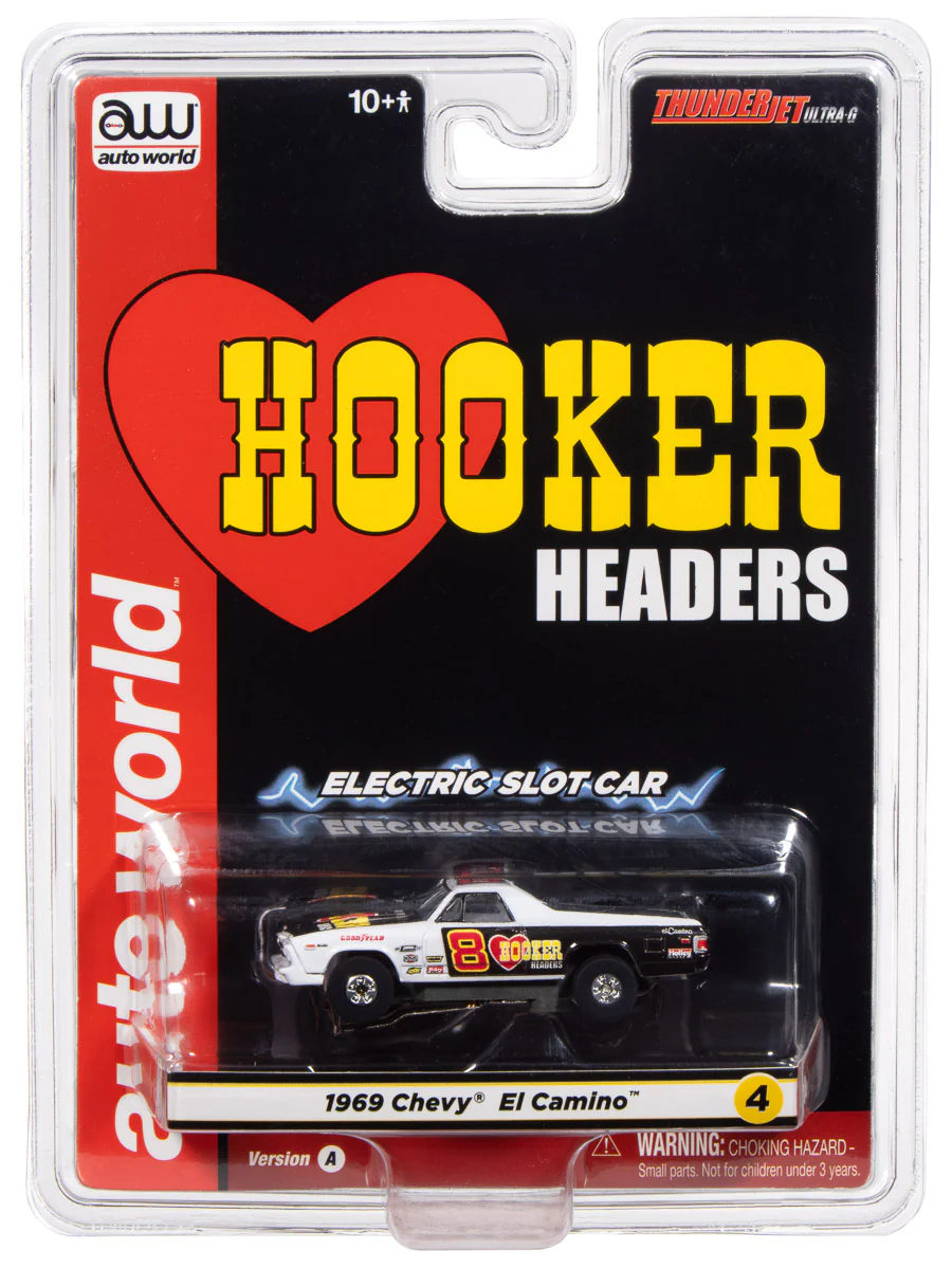 Auto World Thunderjet 1969 Chevy El Camino (Black & White) HO Scale Slot Car