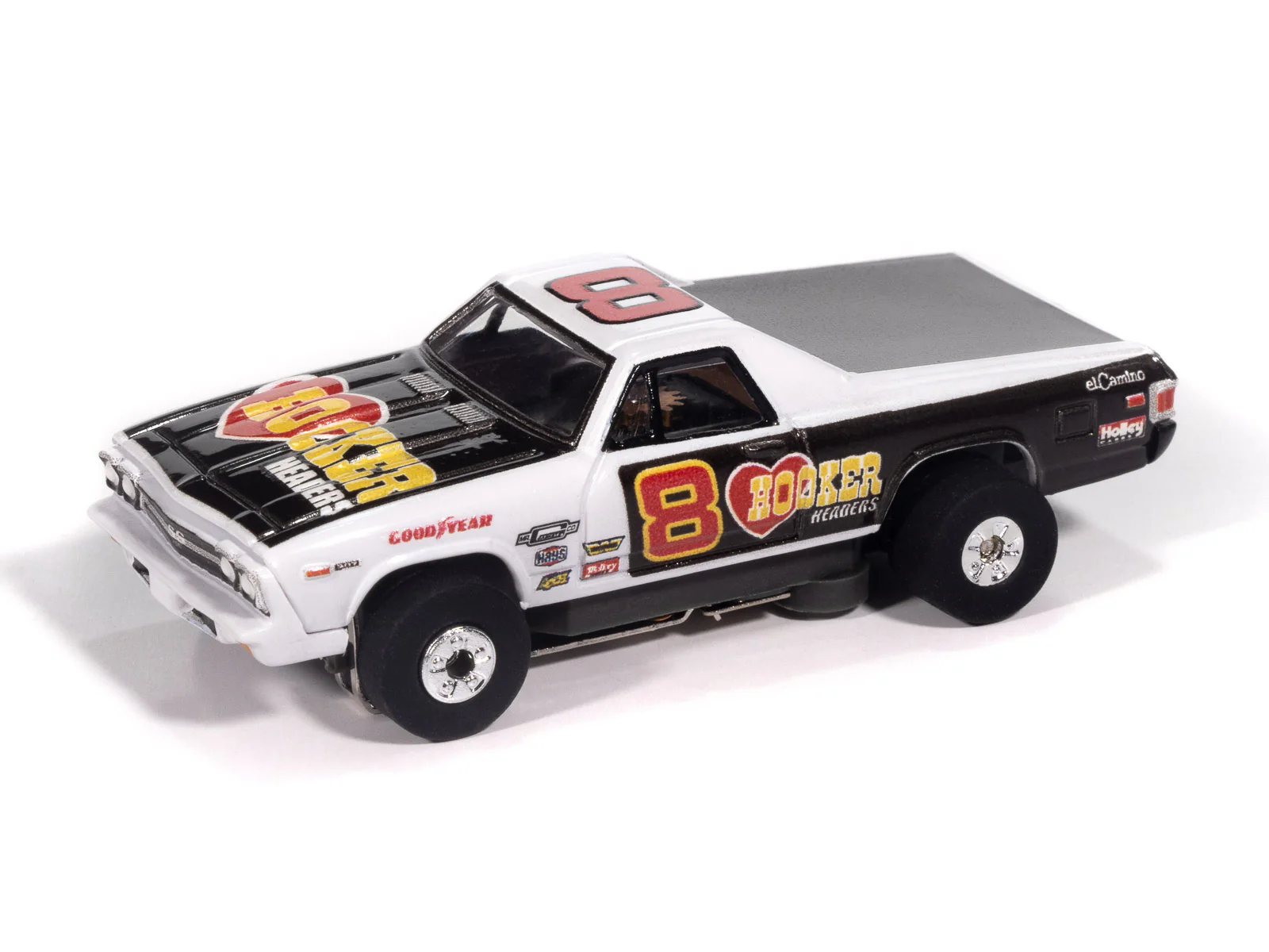 Auto World Thunderjet 1969 Chevy El Camino (Black & White) HO Scale Slot Car - Image 2