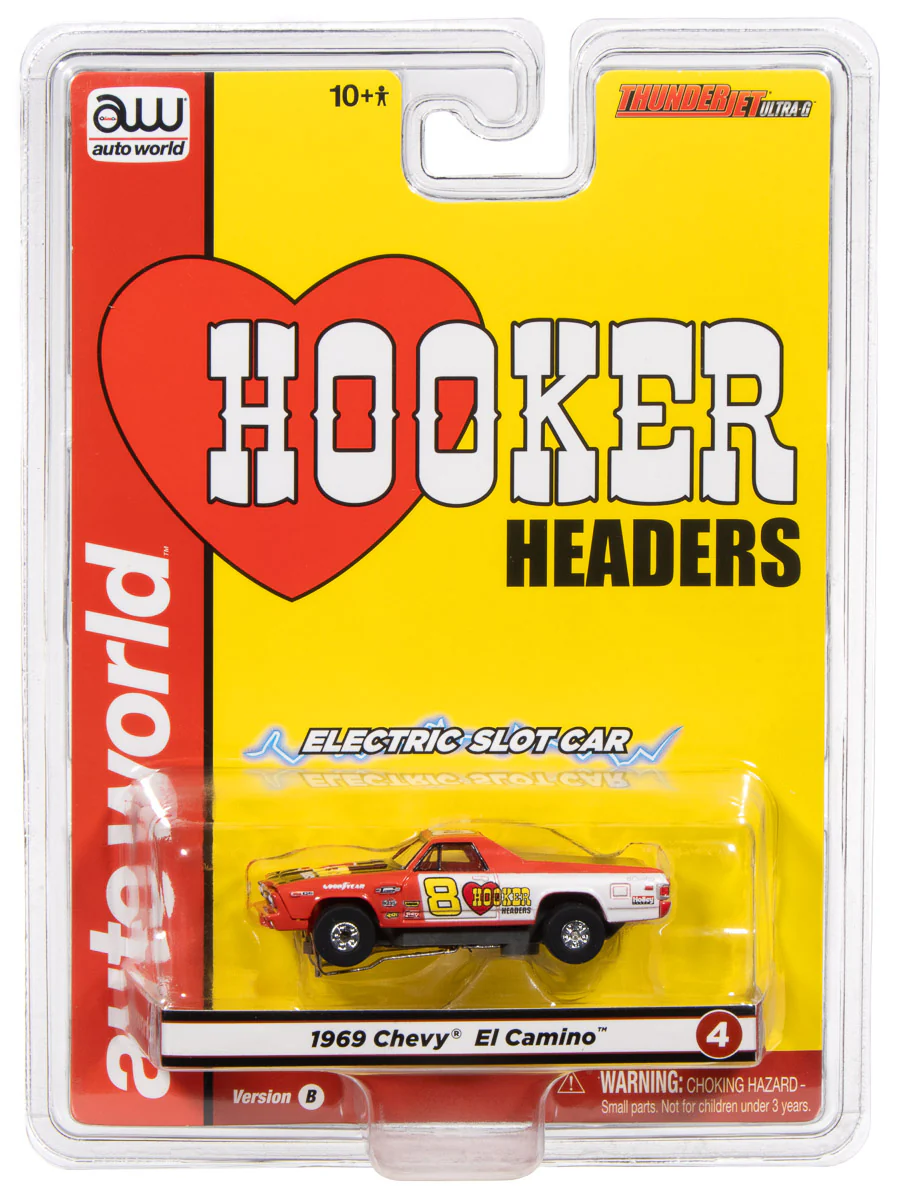 Auto World Thunderjet 1969 Chevy El Camino (Red & White) HO Scale Slot Car