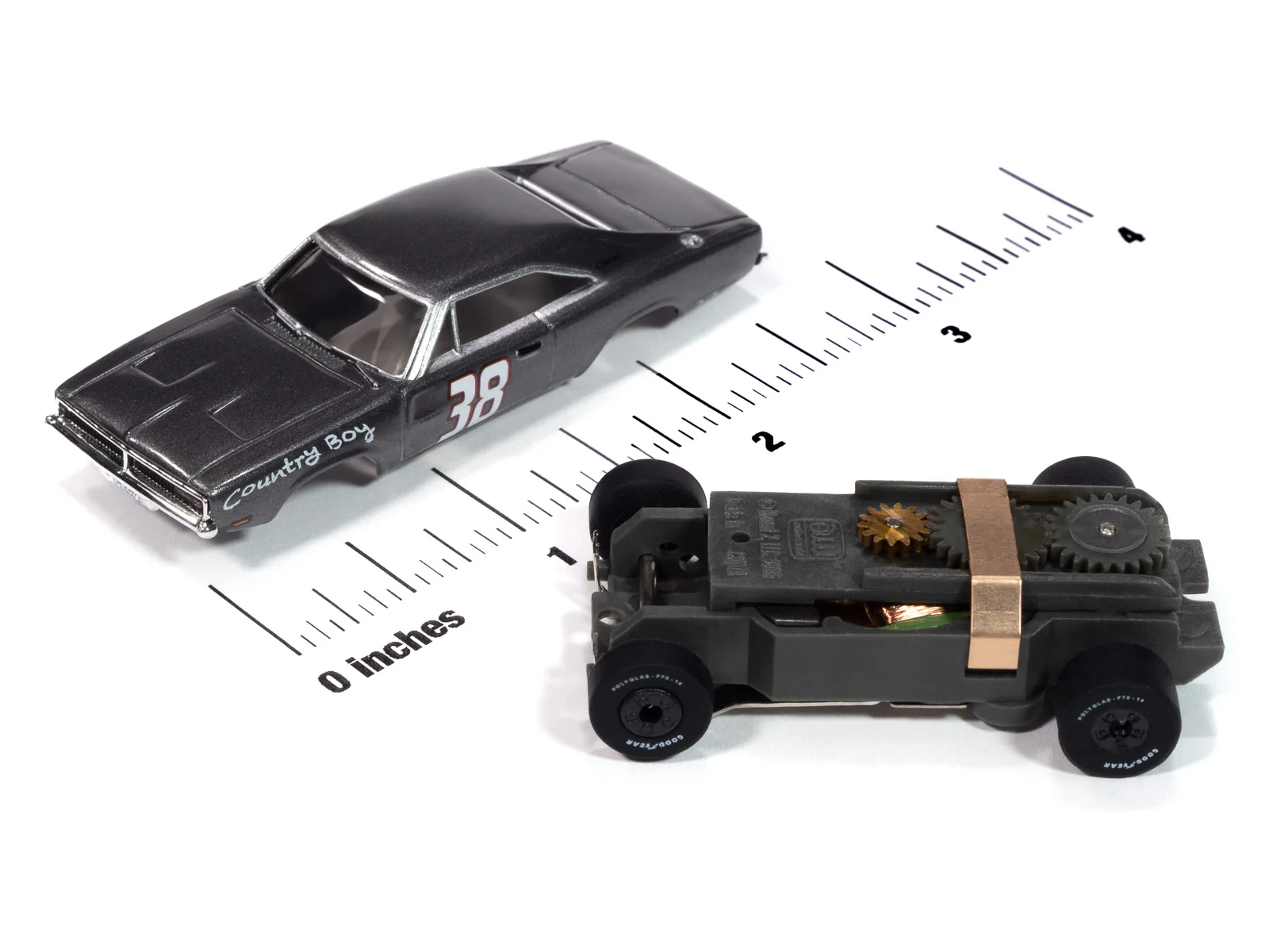 Auto World Thunderjet 1969 Dodge Charger (Charcoal) HO Scale Slot Car - Image 3