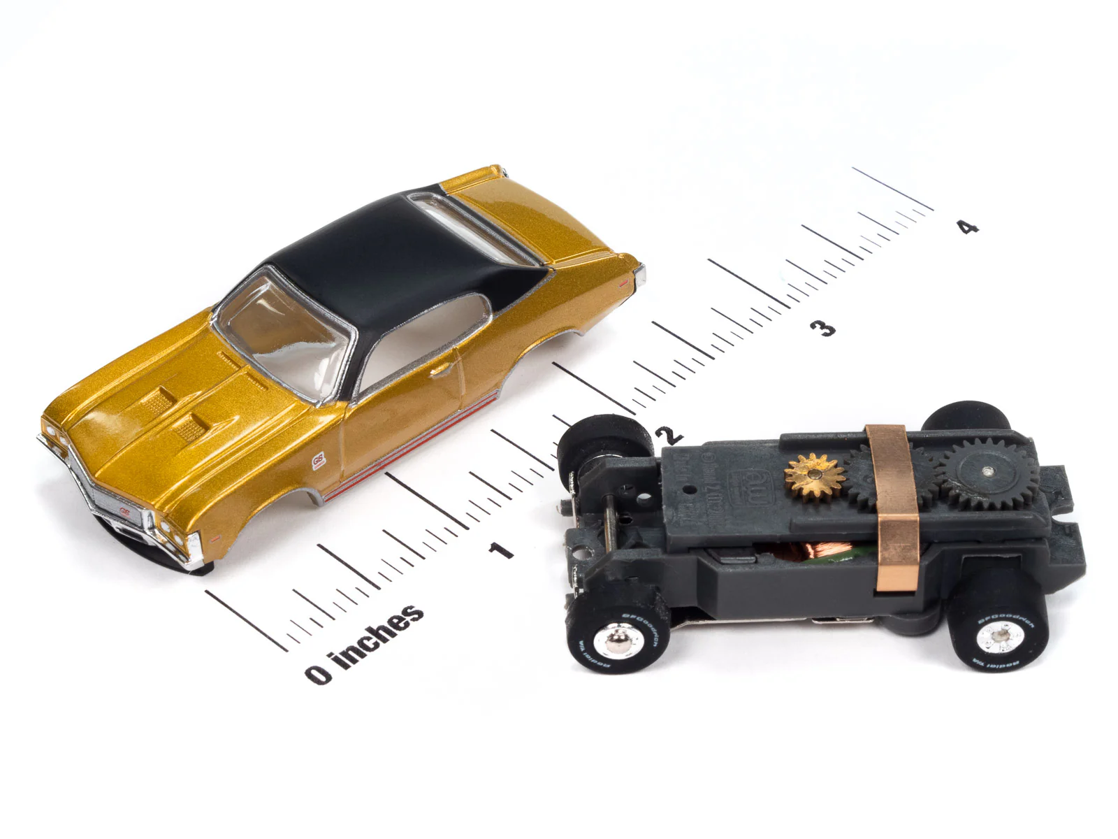 Auto World Thunderjet 1972 Buick GS (Gold) HO Scale Slot Car - Image 3