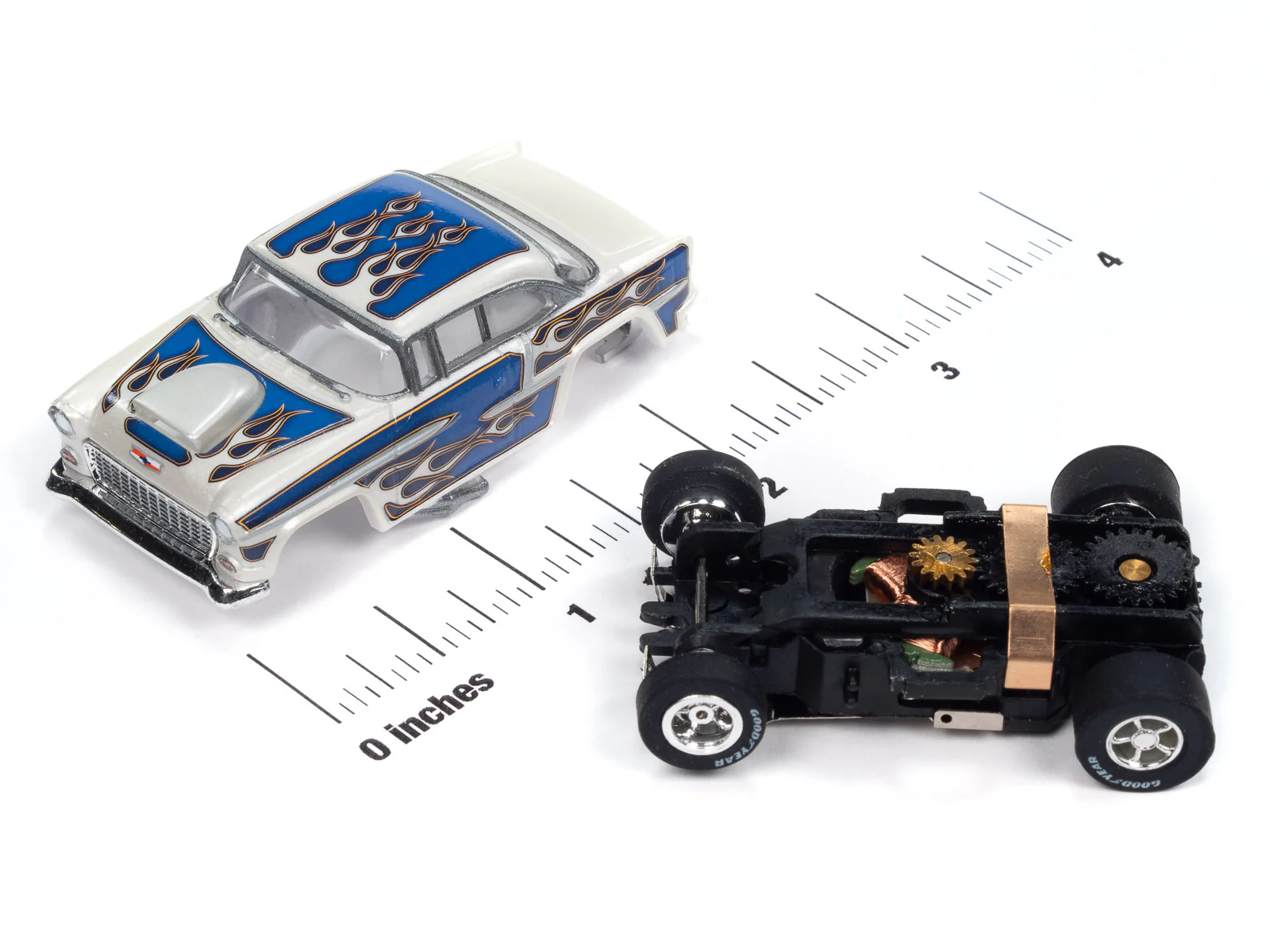 Auto World Xtraction 1955 Chevrolet Bel Air (Blue) HO Scale Slot Car - Image 3