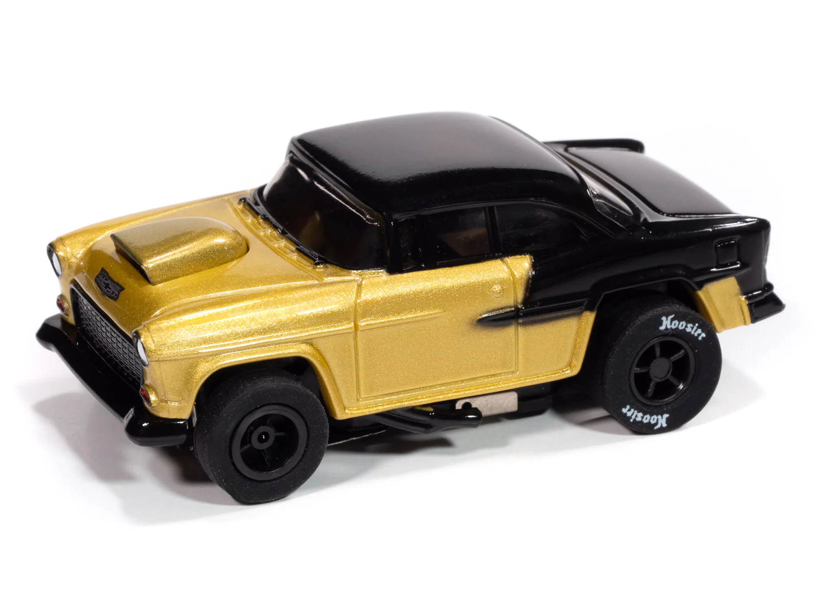 Auto World Xtraction 1955 Chevrolet Bel Air (Metallic Gold & Black) HO Scale Slot Car - Image 2