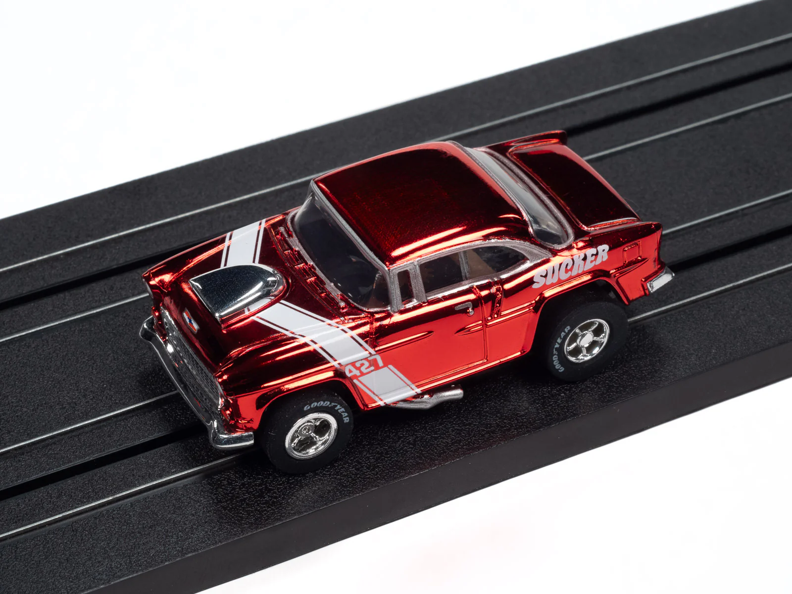 Auto World Xtraction 1955 Chevrolet Bel Air (Red) HO Scale Slot Car - Image 4