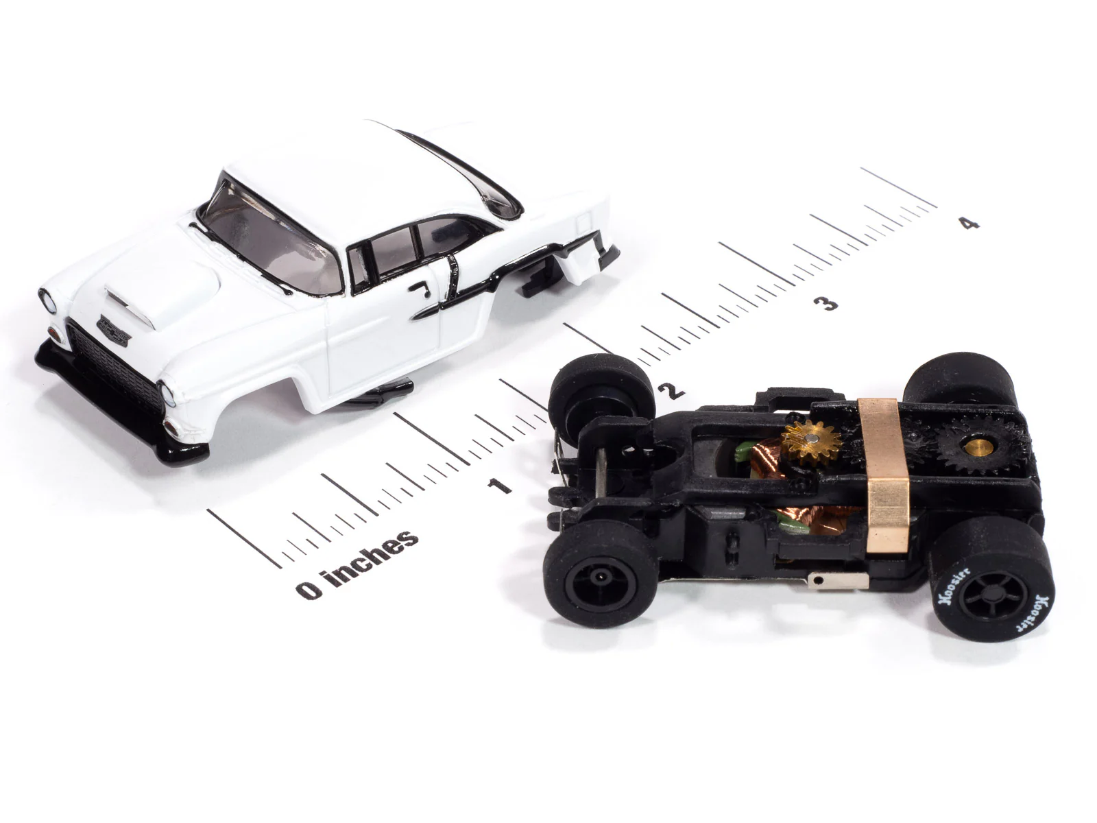 Auto World Xtraction 1955 Chevrolet Bel Air (White) HO Scale Slot Car - Image 3