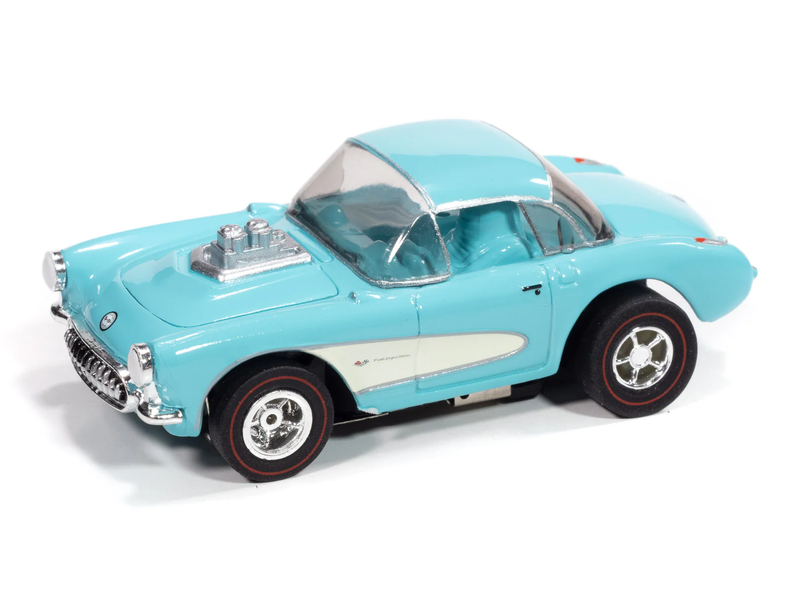 Auto World Xtraction 1957 Chevy Corvette Convertible (Turquoise) HO Scale Slot Car - Image 2