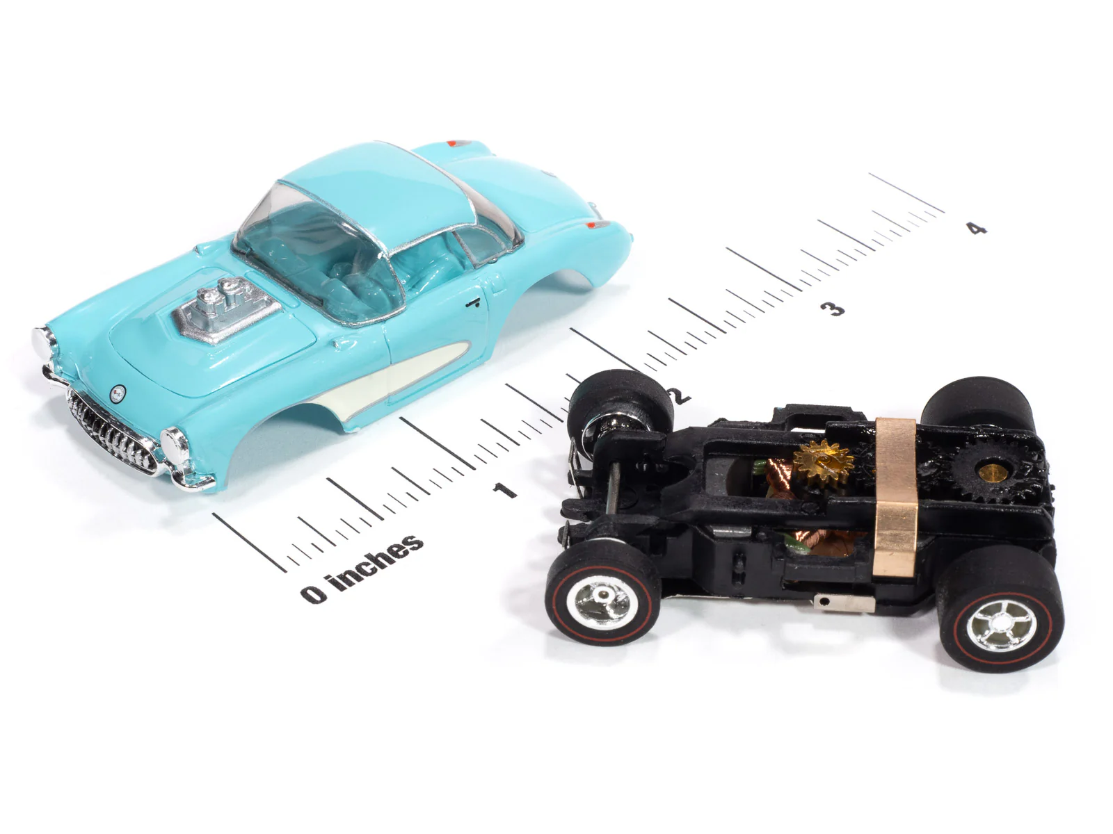 Auto World Xtraction 1957 Chevy Corvette Convertible (Turquoise) HO Scale Slot Car - Image 3
